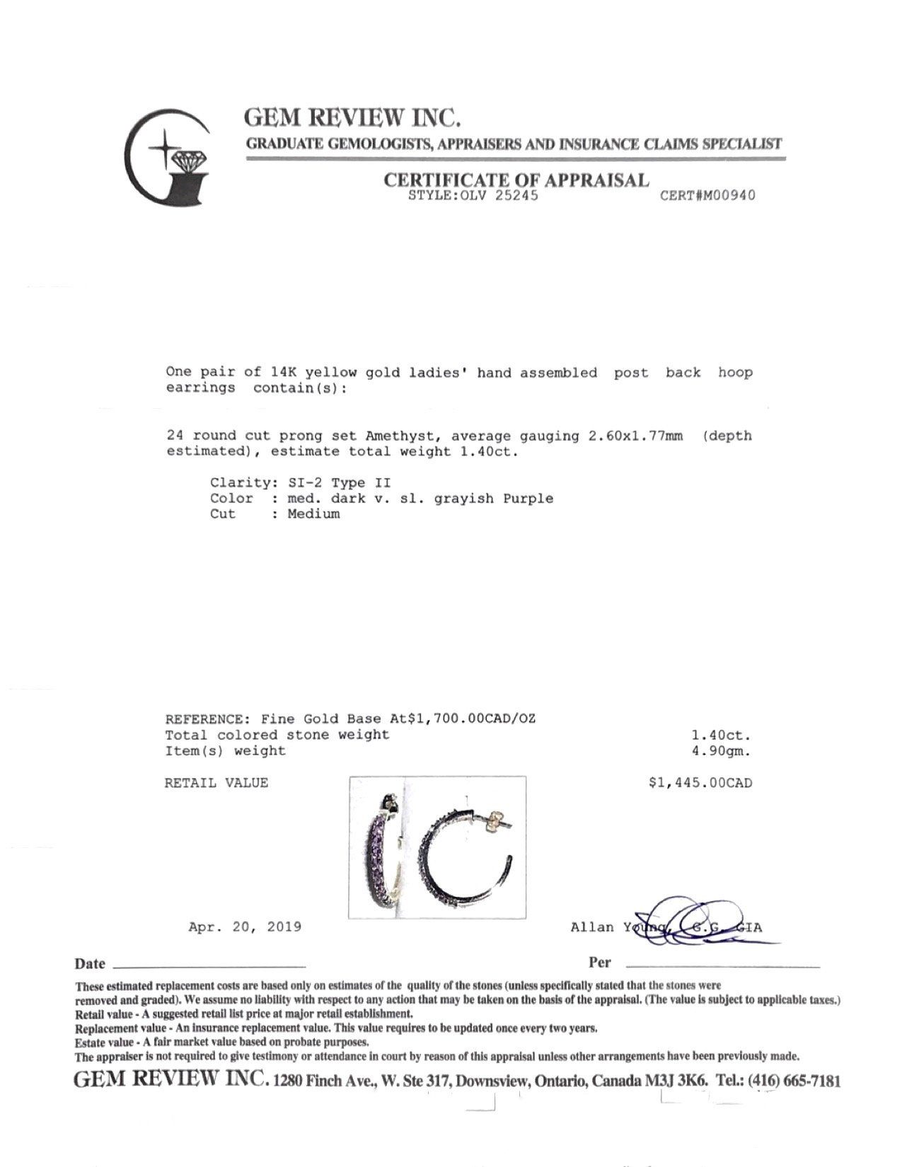 Amethyst Hoop Earrings