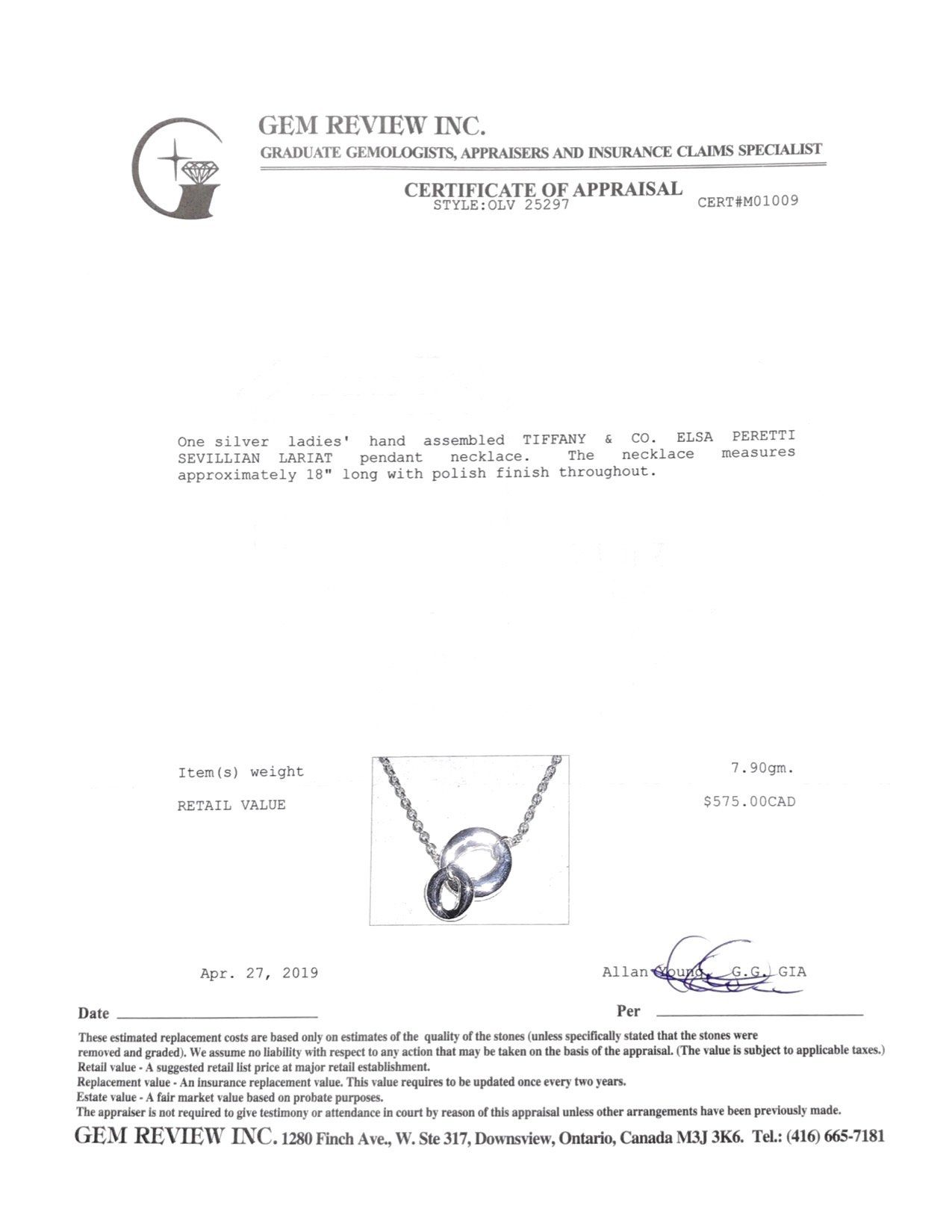 Tiffany & Co. Elsa Peretti Sevillana Lariat Necklace