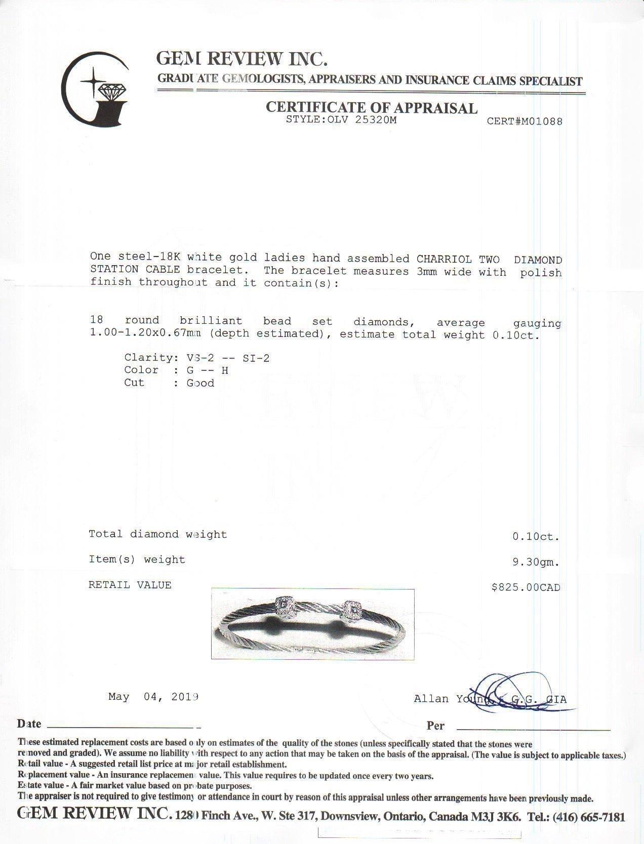 Charriol Two Station Diamond Cable Bracelet