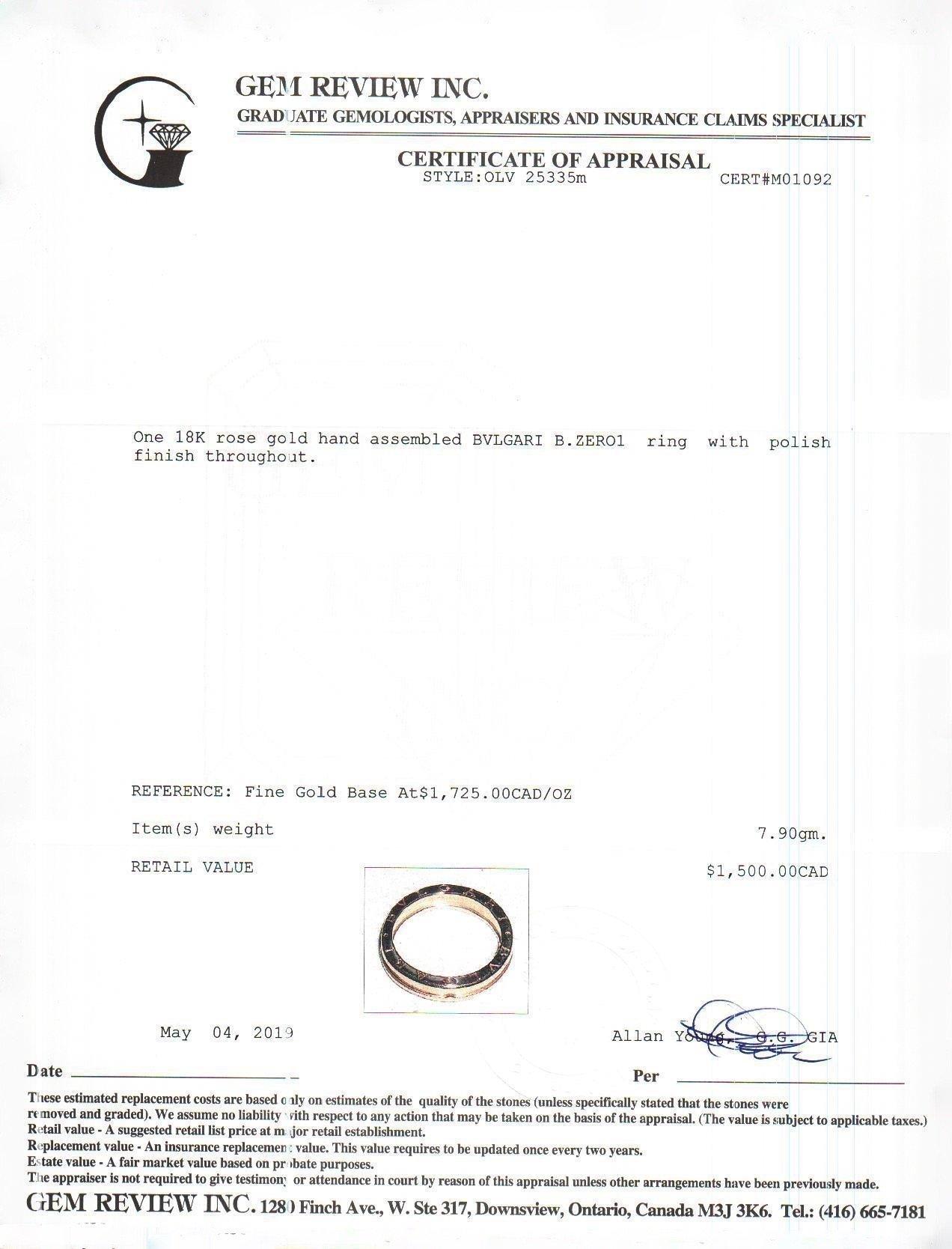 BVLGARI B.Zero1 One-Band Ring