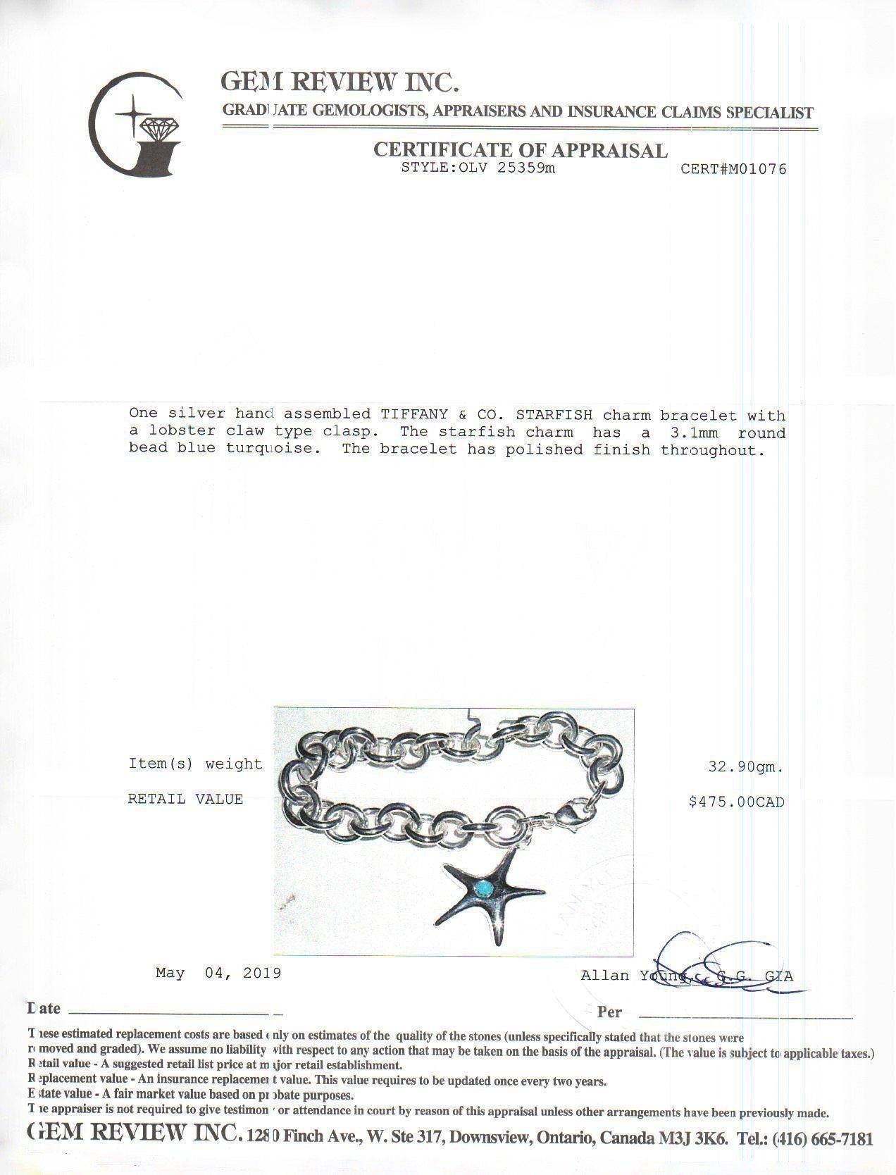 Tiffany & Co. Turquoise Starfish Charm Bracelet