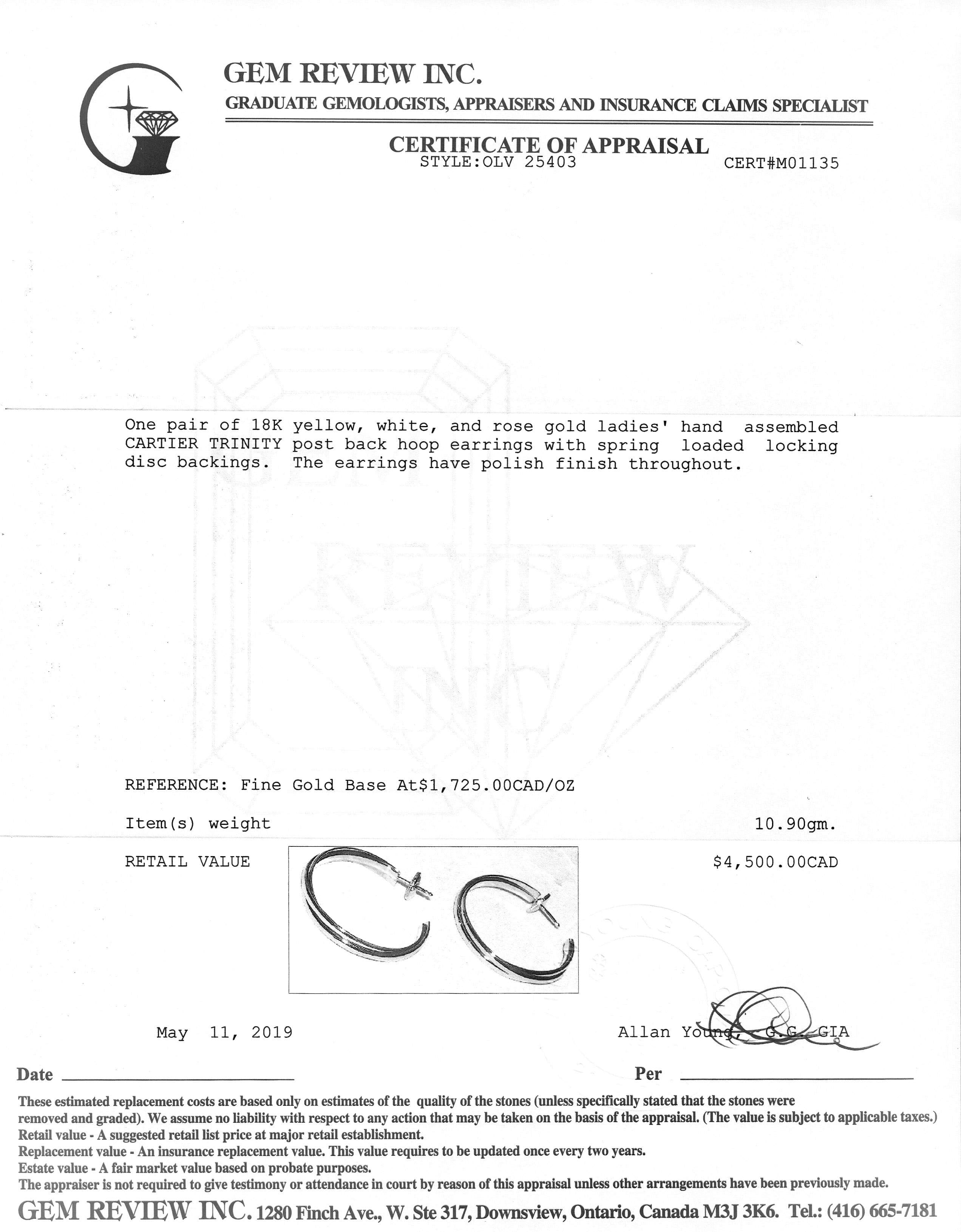 Cartier Trinity Hoop Earrings