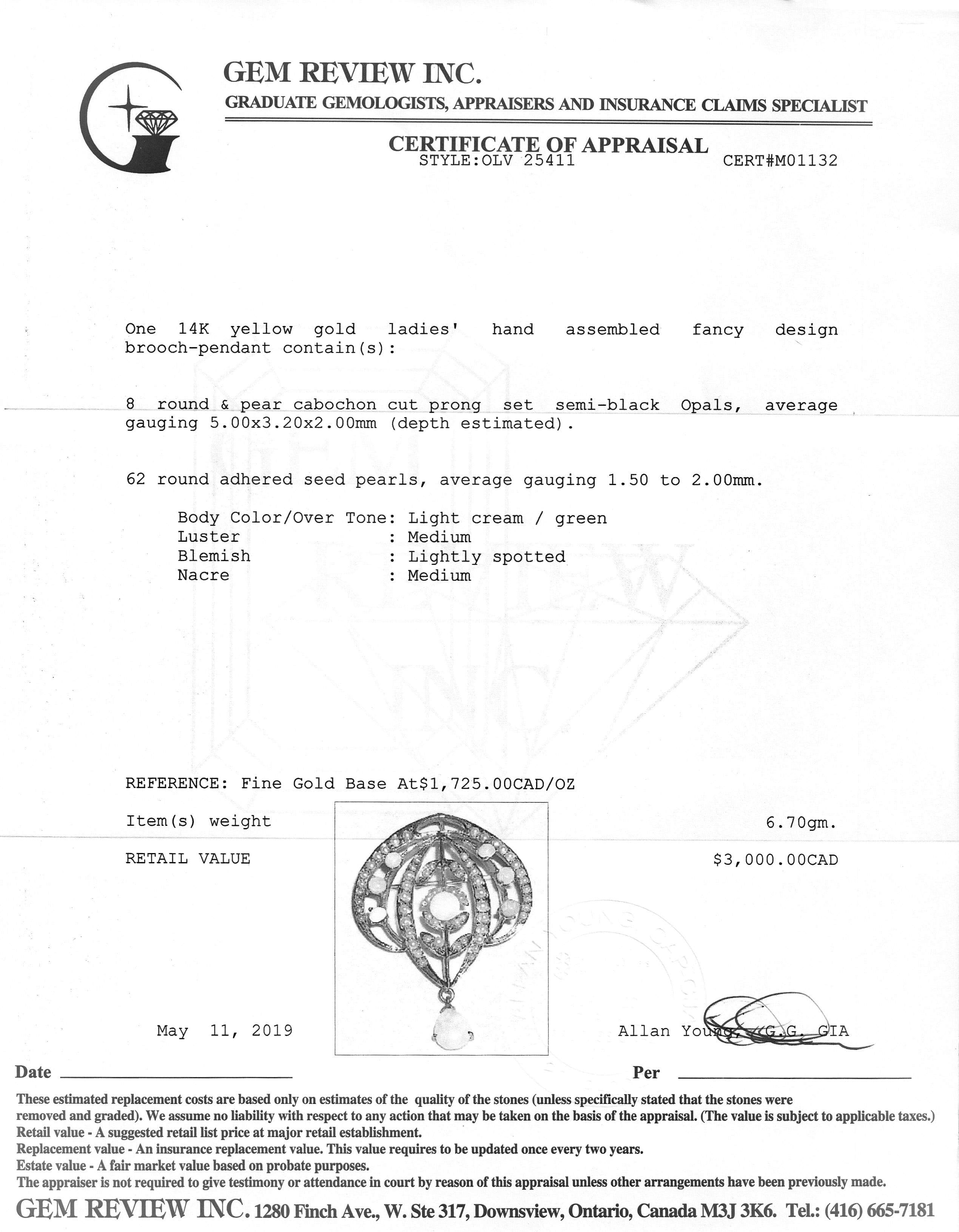 Antique Opal & Seed Pearl Brooch/Pendant