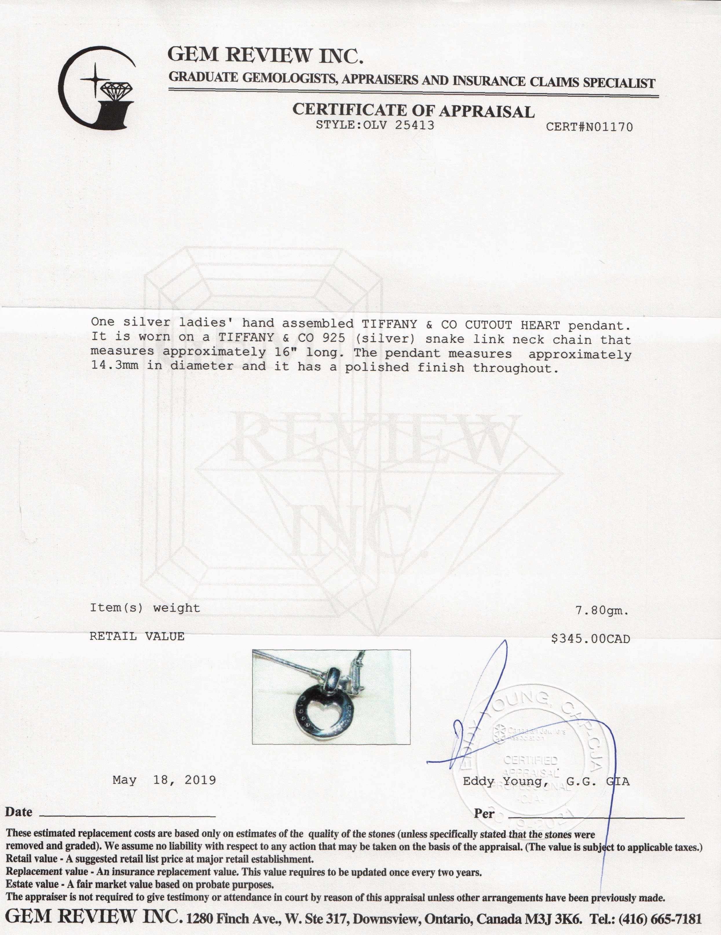 Tiffany & Co. Cutout Heart Pendant Necklace