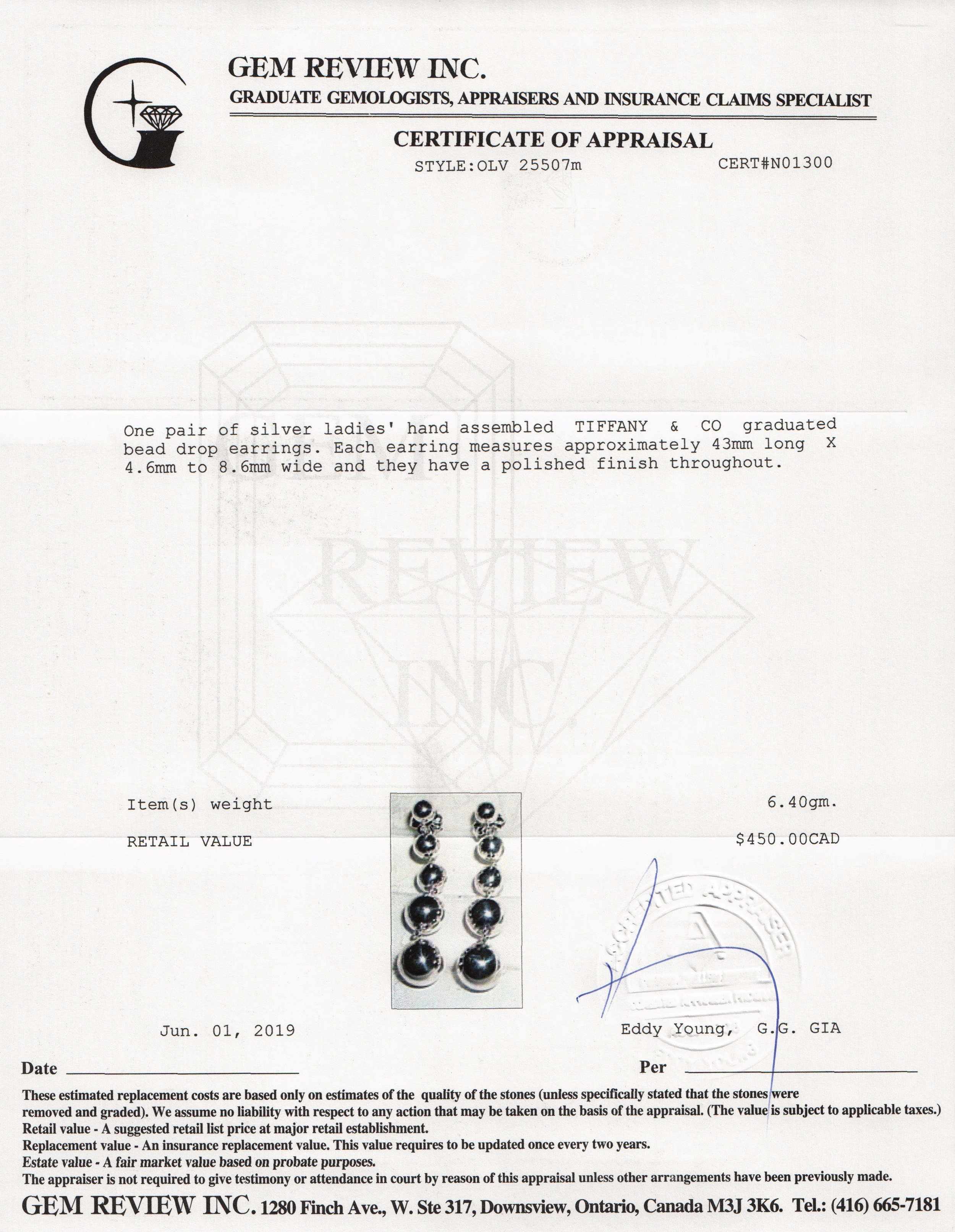 Tiffany & Co. Graduated Bead Drop Earrings