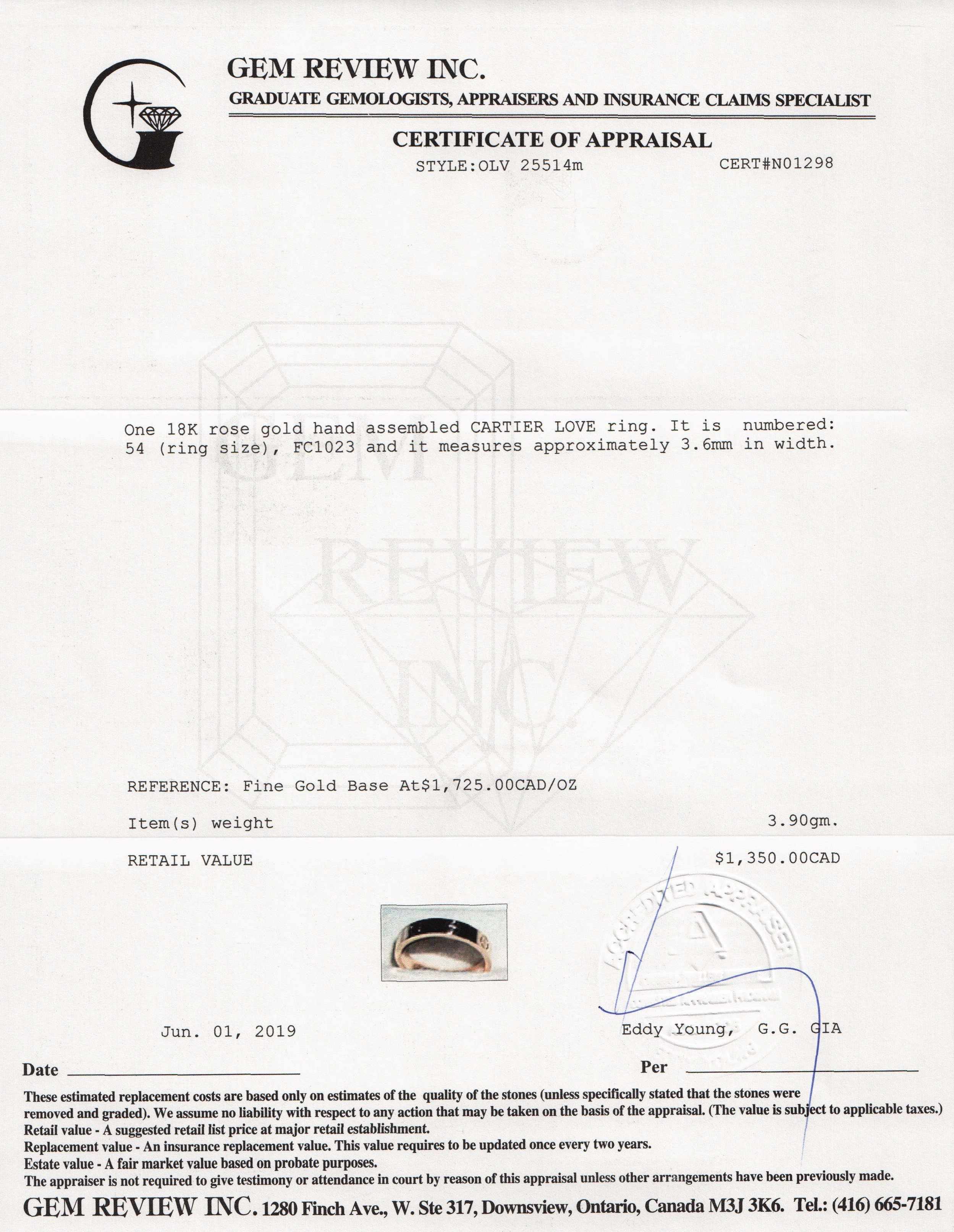 Cartier Love Wedding Band Ring