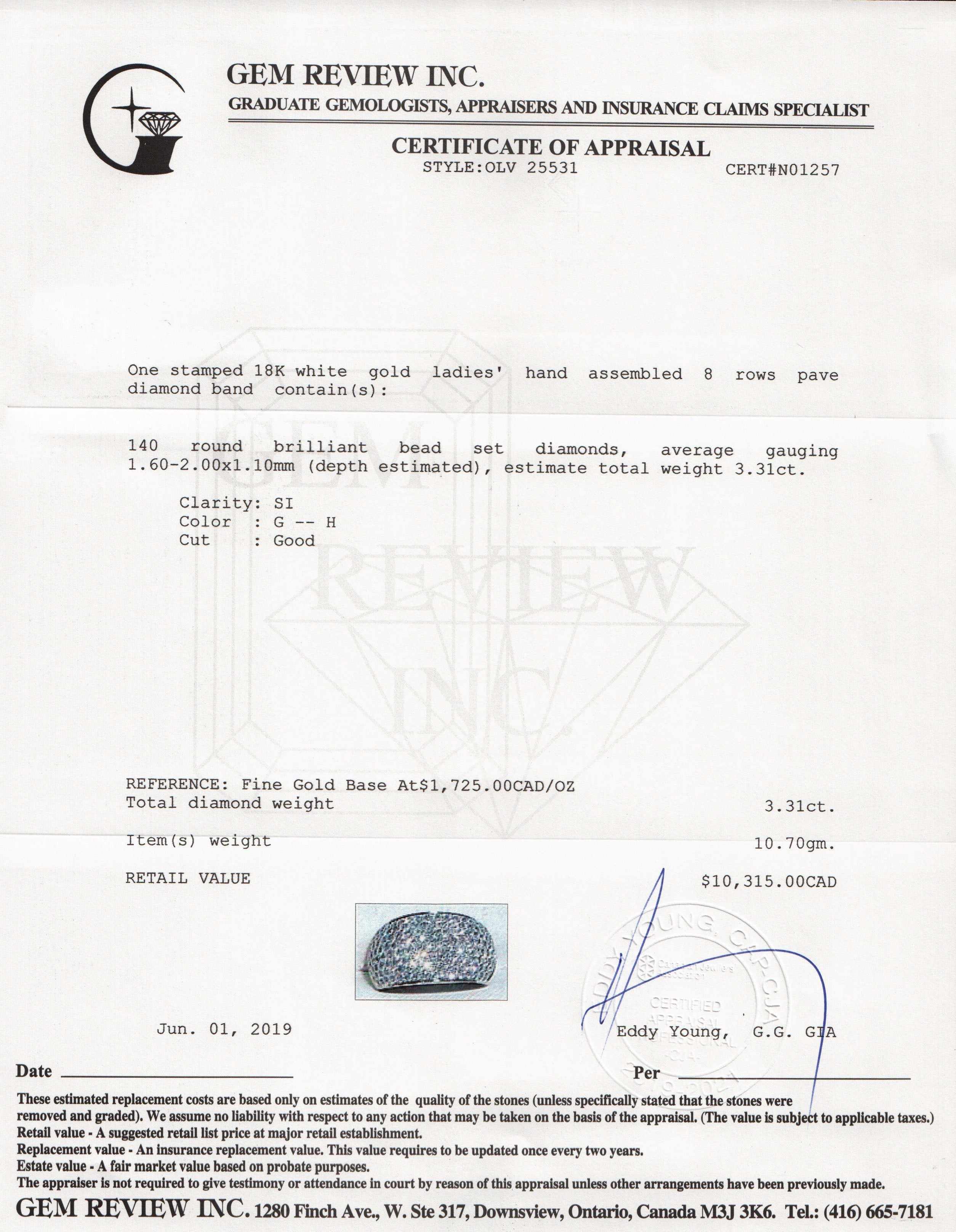 Eight-Row Pave Diamond Band Ring