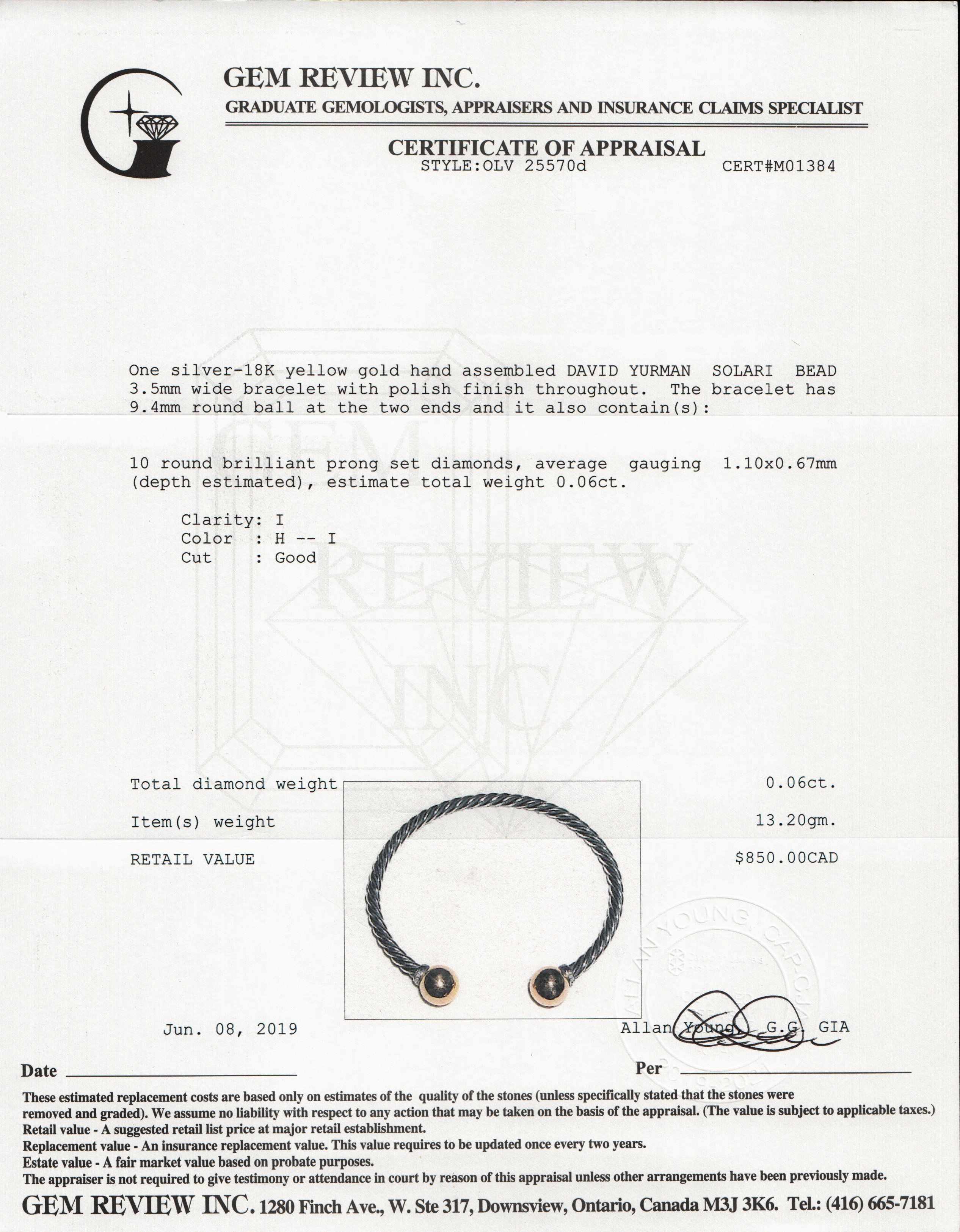 David Yurman Two-Tone Solari Bracelet with Diamonds