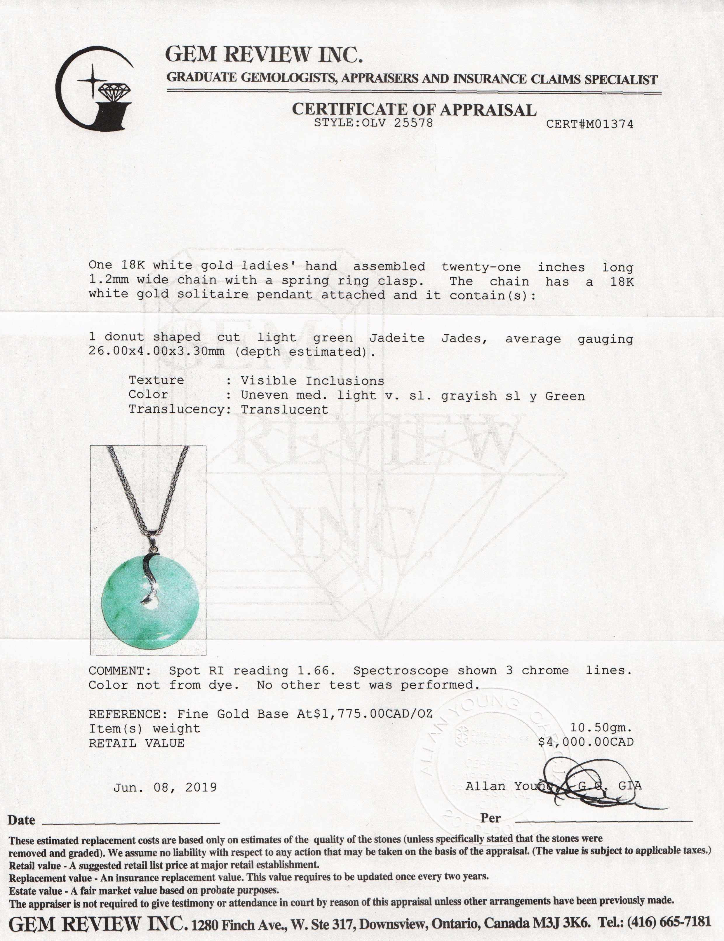 Jade Circle Pendant Necklace