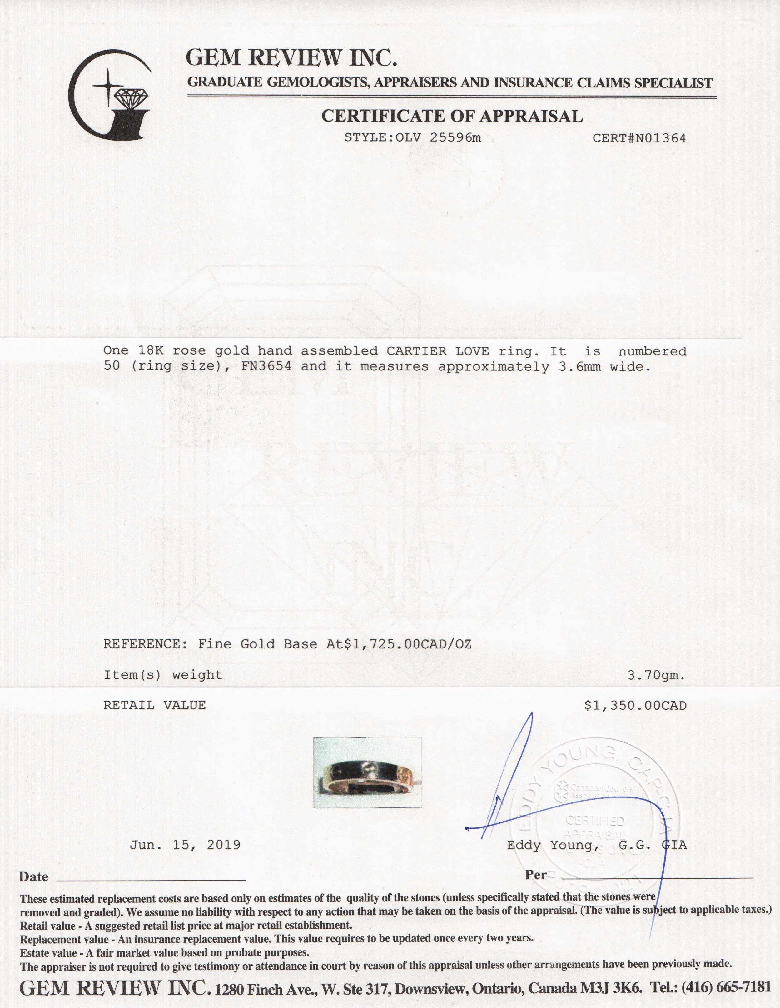 Cartier Love Wedding Band Ring