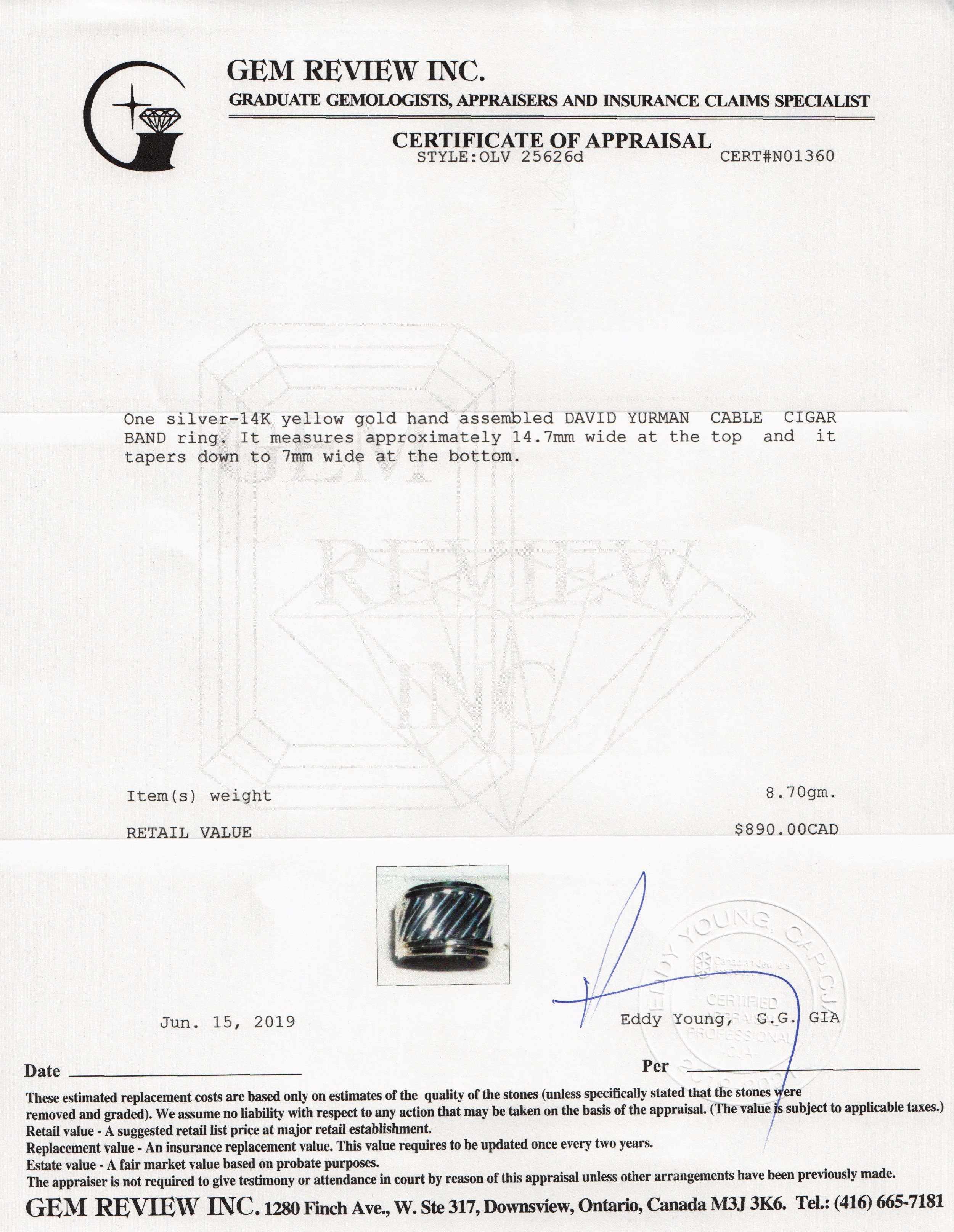 David Yurman Two-Tone Cable Cigar Band Ring