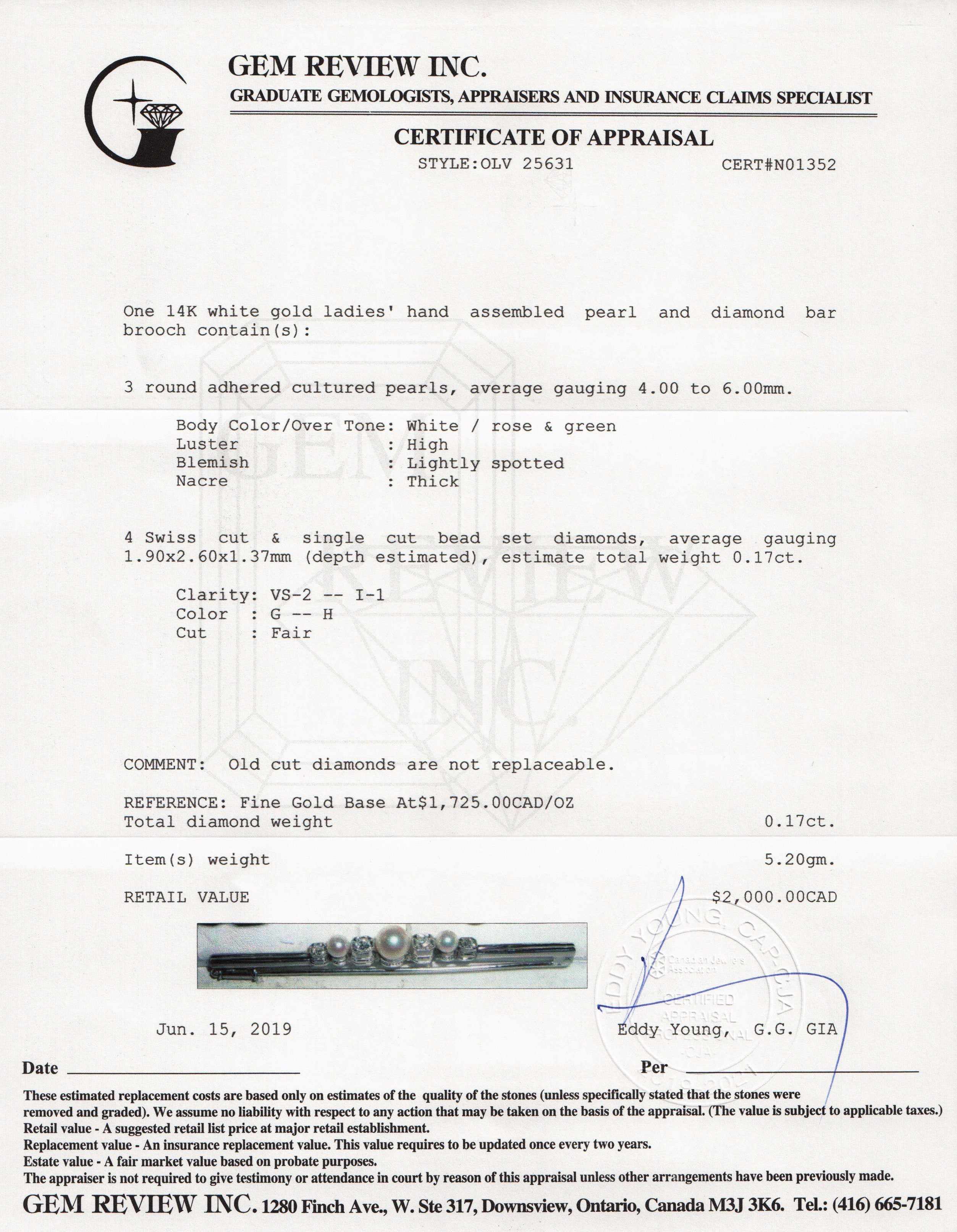 Antique Pearl & Diamond Bar Brooch