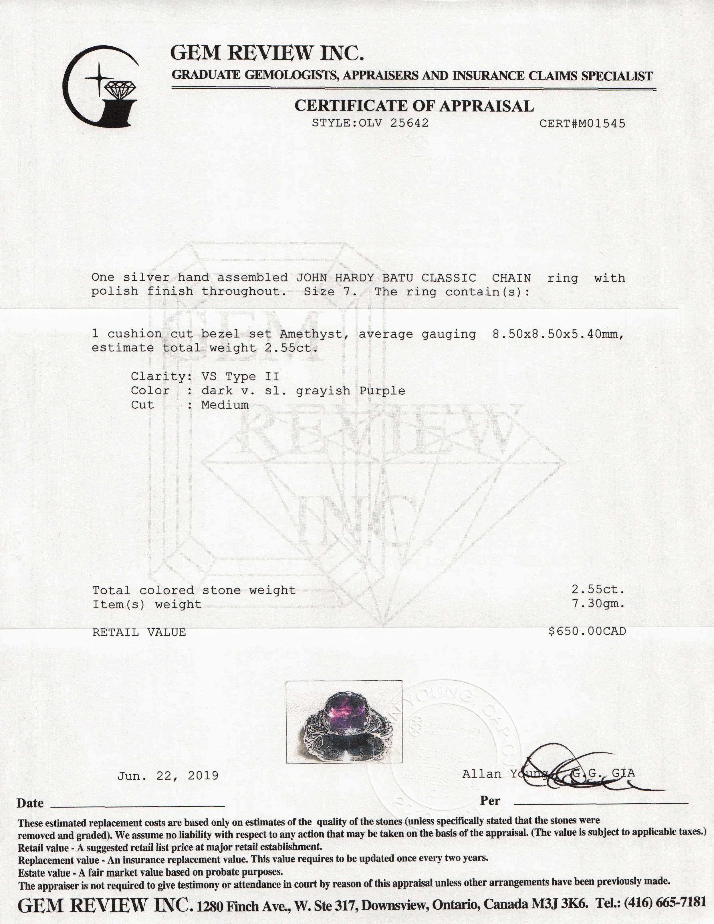 John Hardy Batu Classic Chain Braided Ring with Amethyst