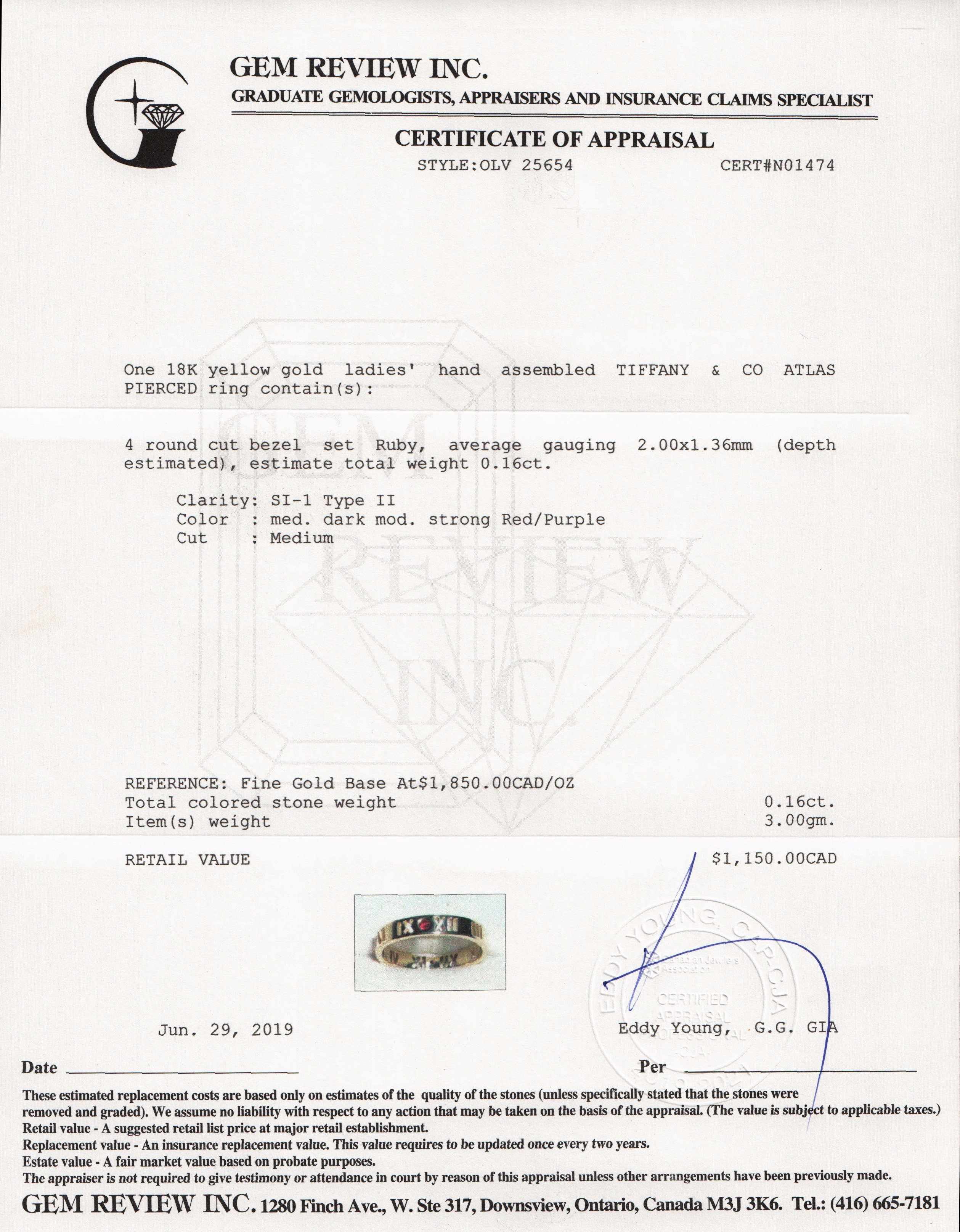 Tiffany & Co. Atlas Pierced Ring with Rubies