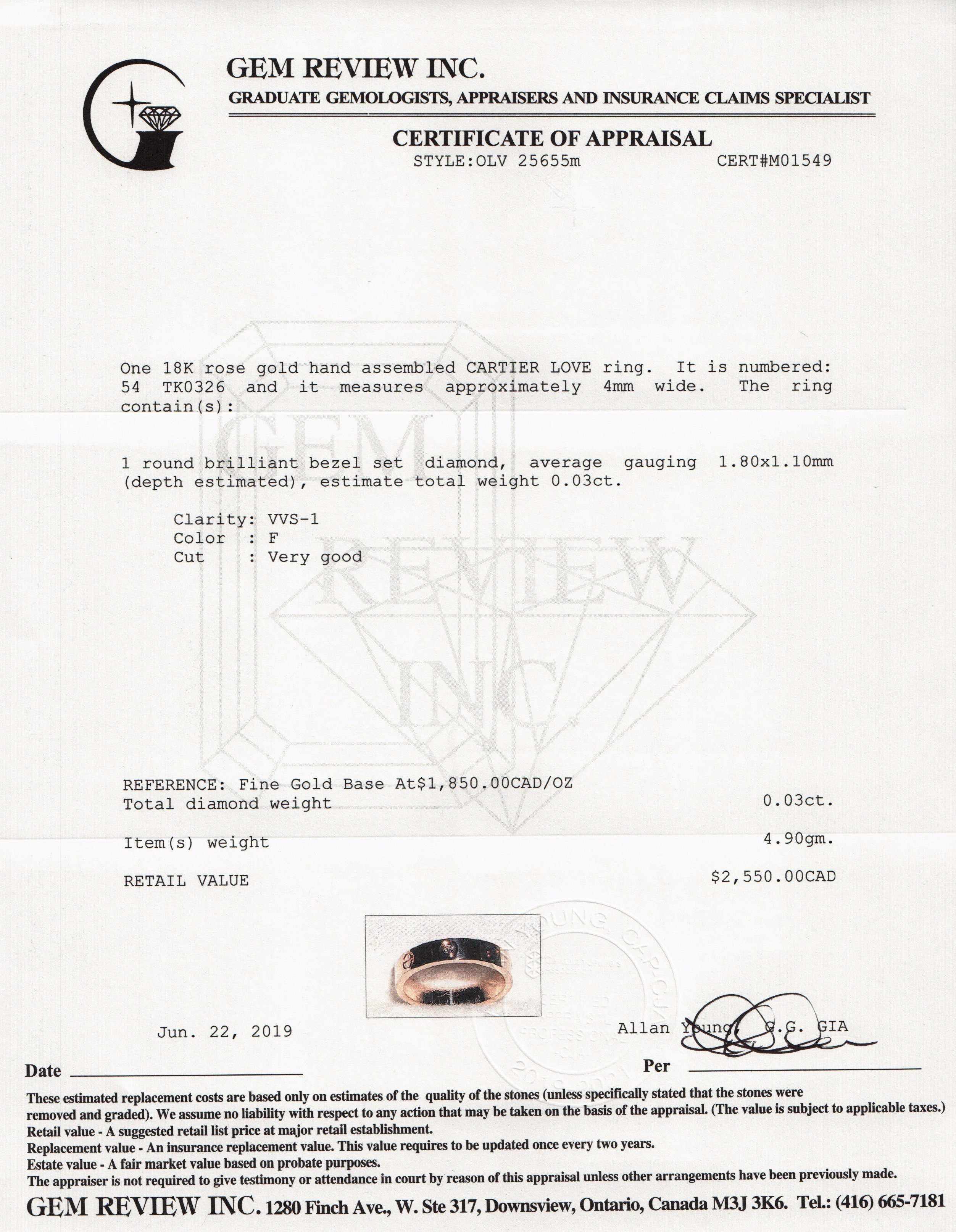 Cartier Love Wedding Band Ring with 1 Diamond