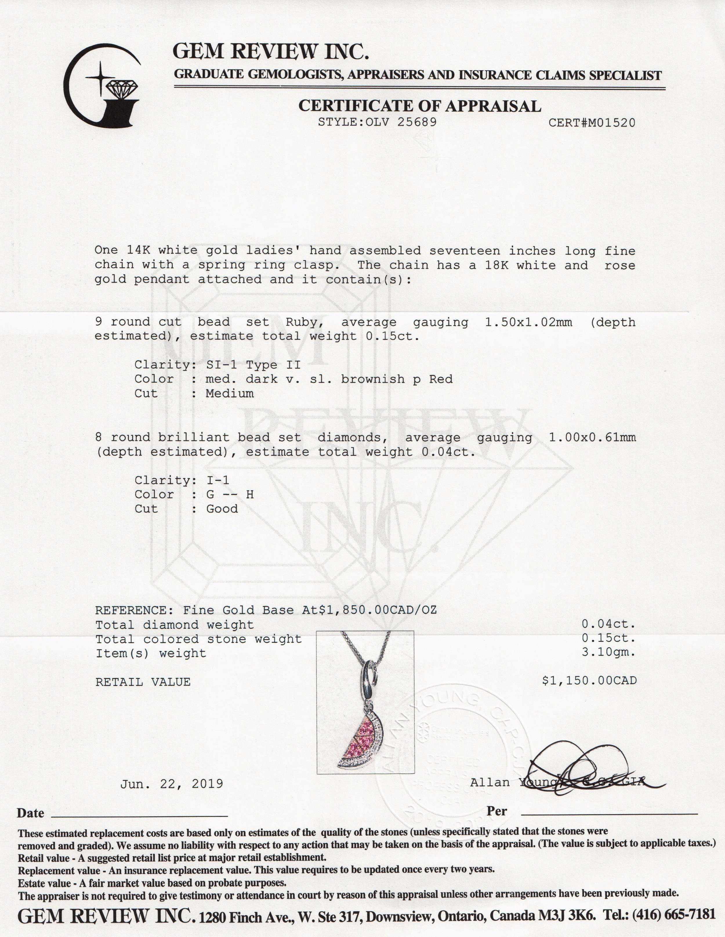 Ruby & Diamond Watermelon Pendant Necklace