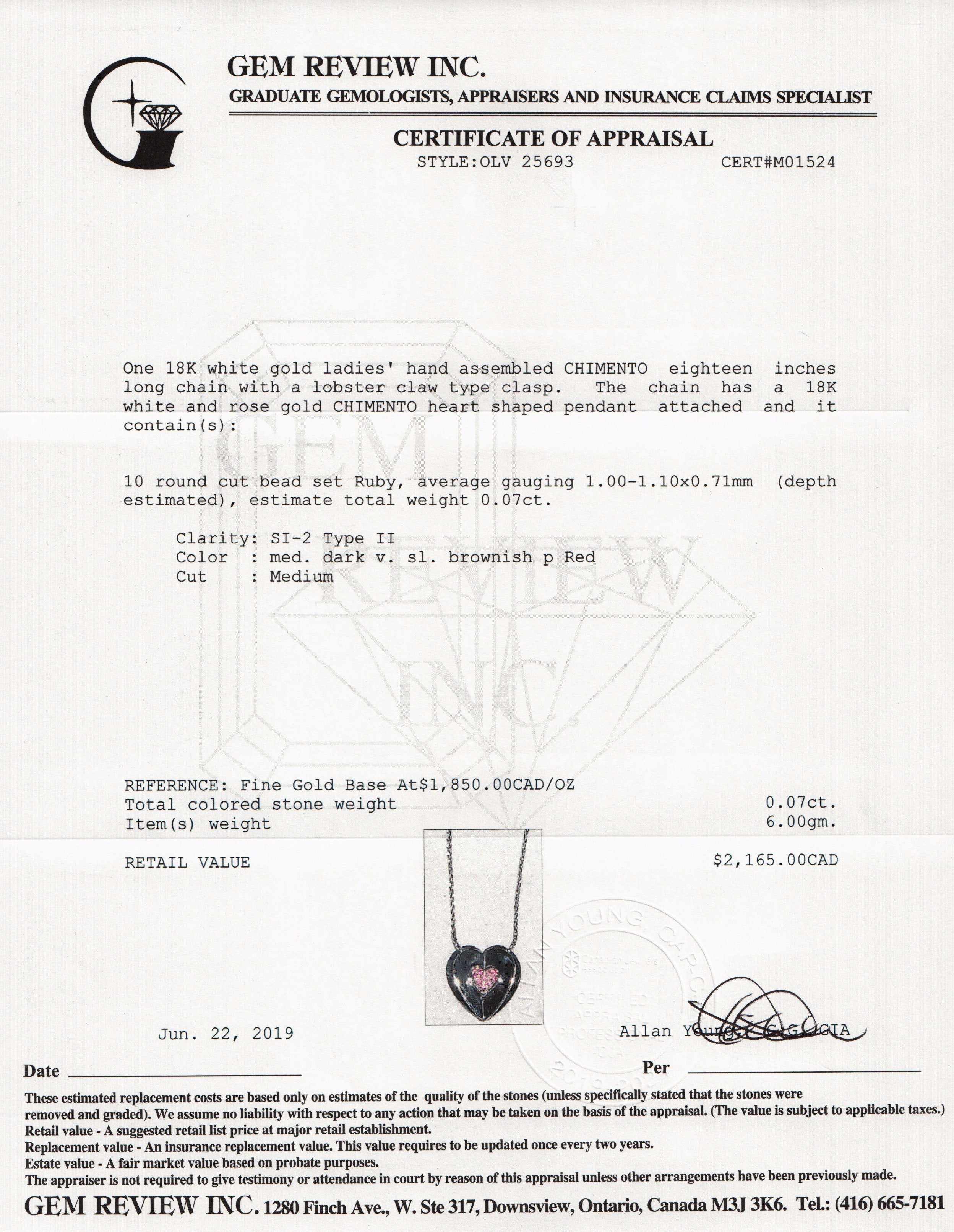 Chimento Heart Pendant Necklace with Rubies