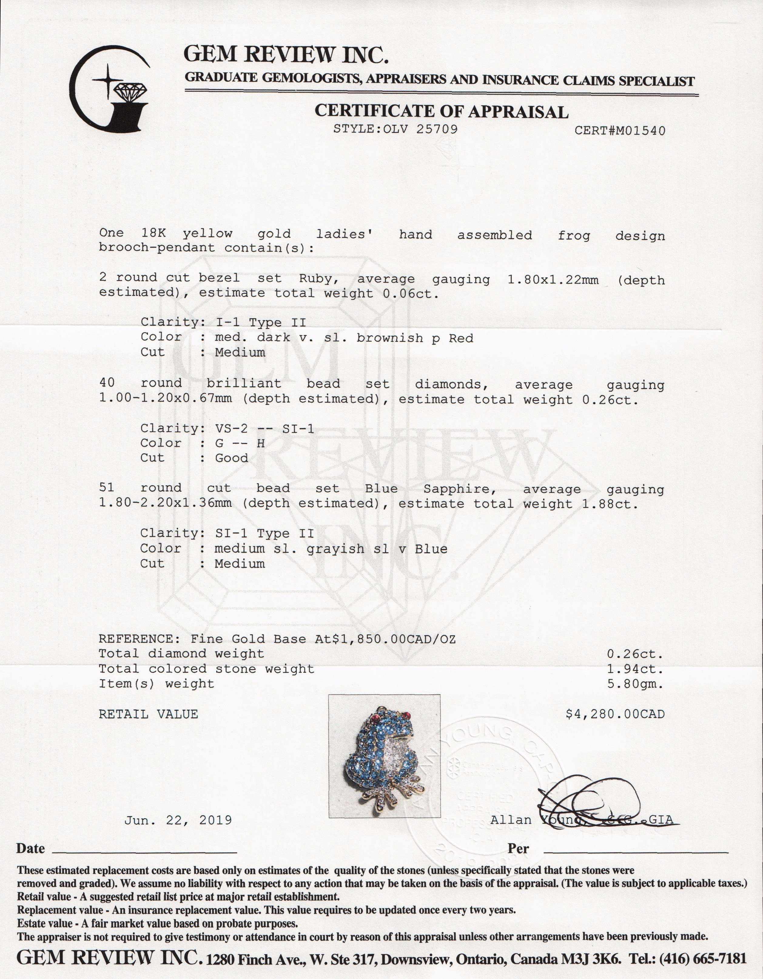 Coloured Stone & Diamond Frog Brooch/Pendant