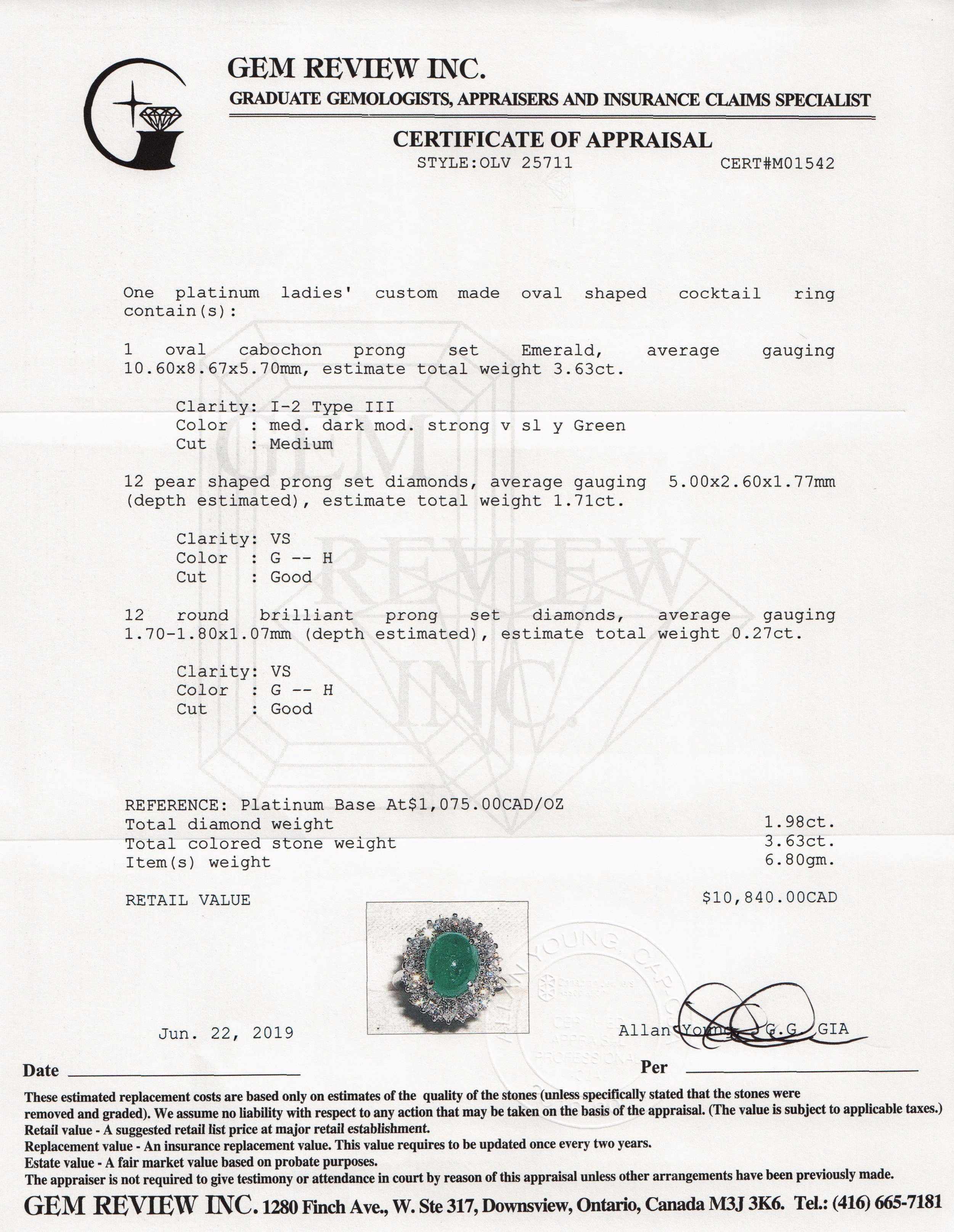 Cabochon Emerald and Diamond Cocktail Ring