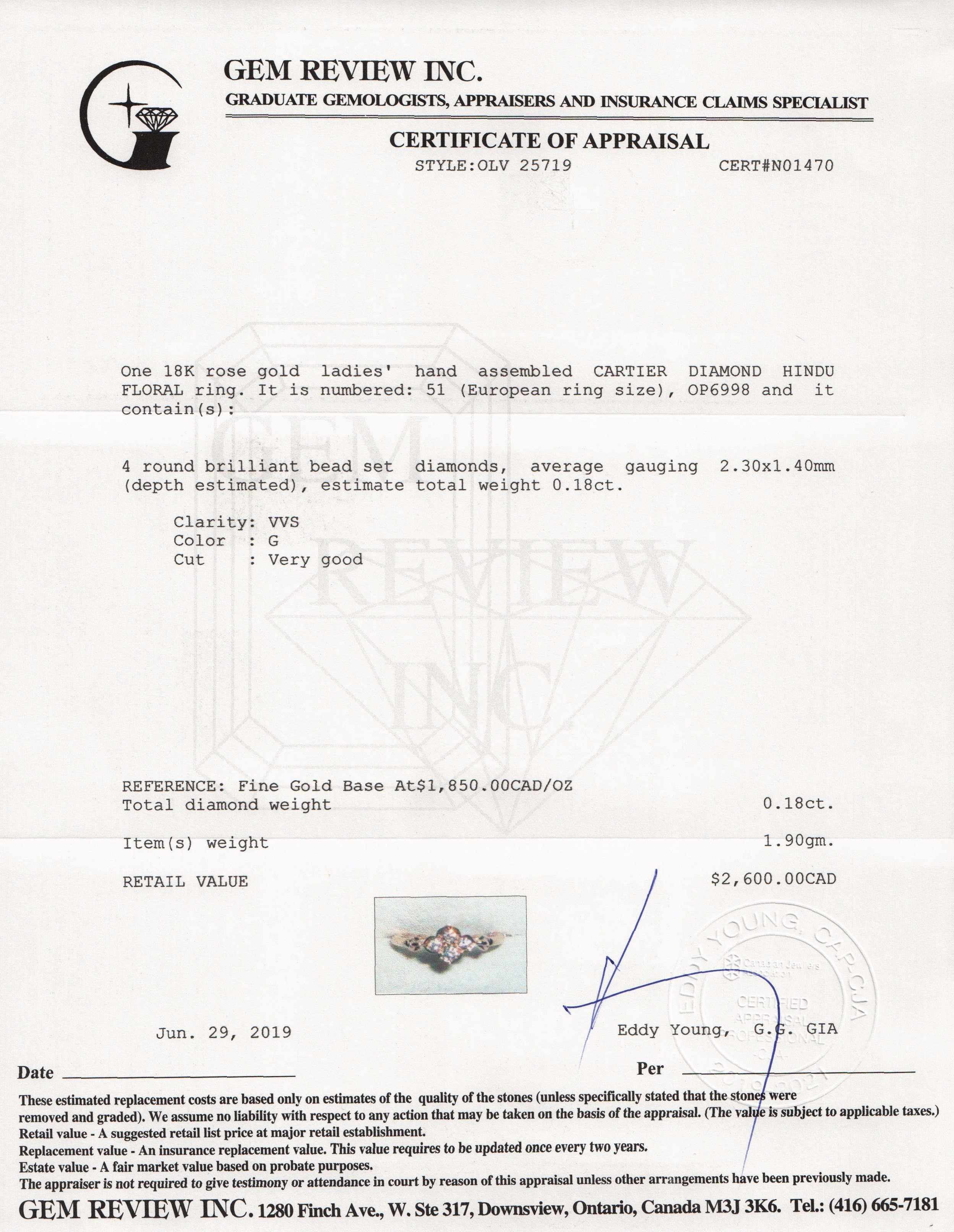 Cartier Diamond Hindu Floral Ring