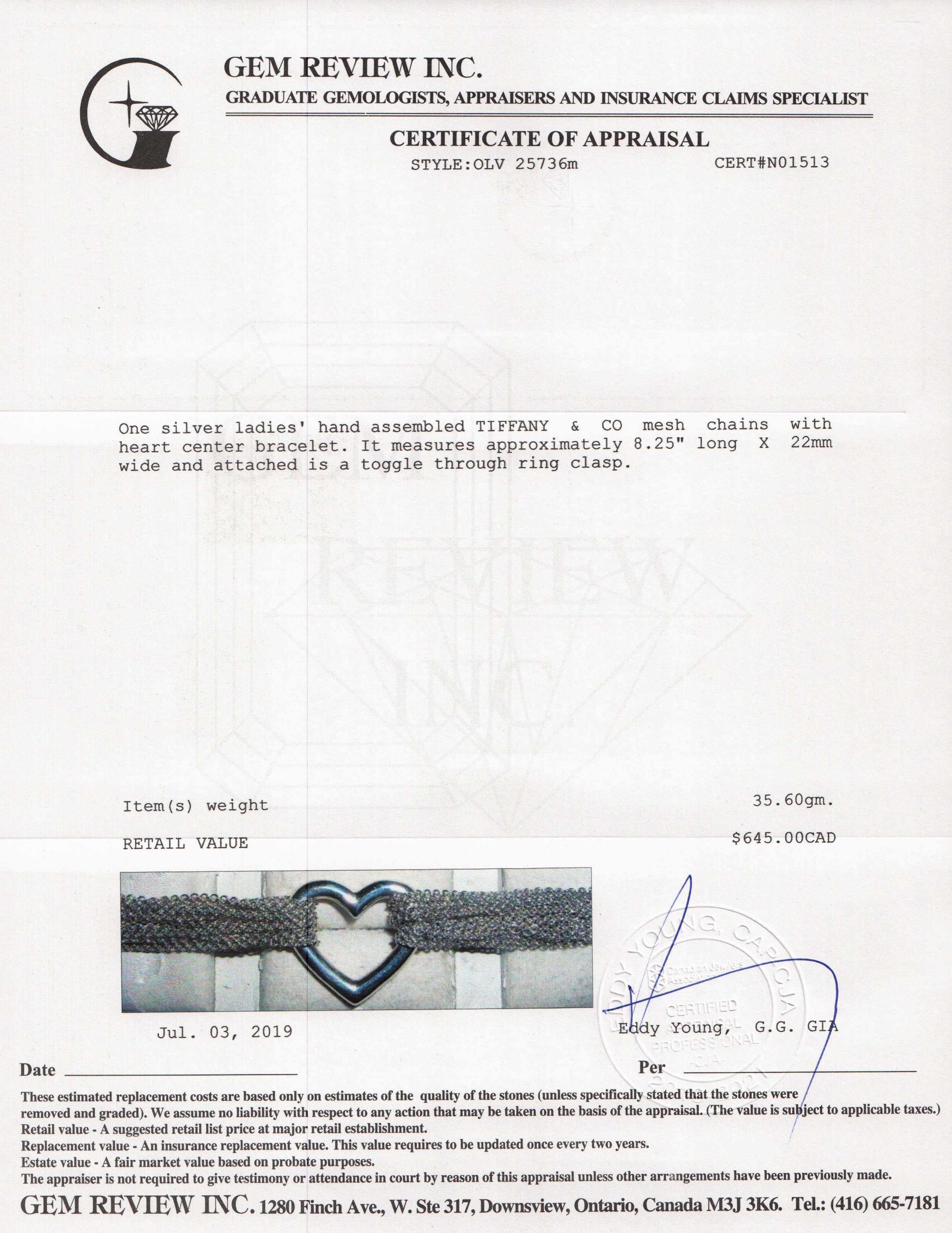 Tiffany & Co. Mesh Heart Bracelet
