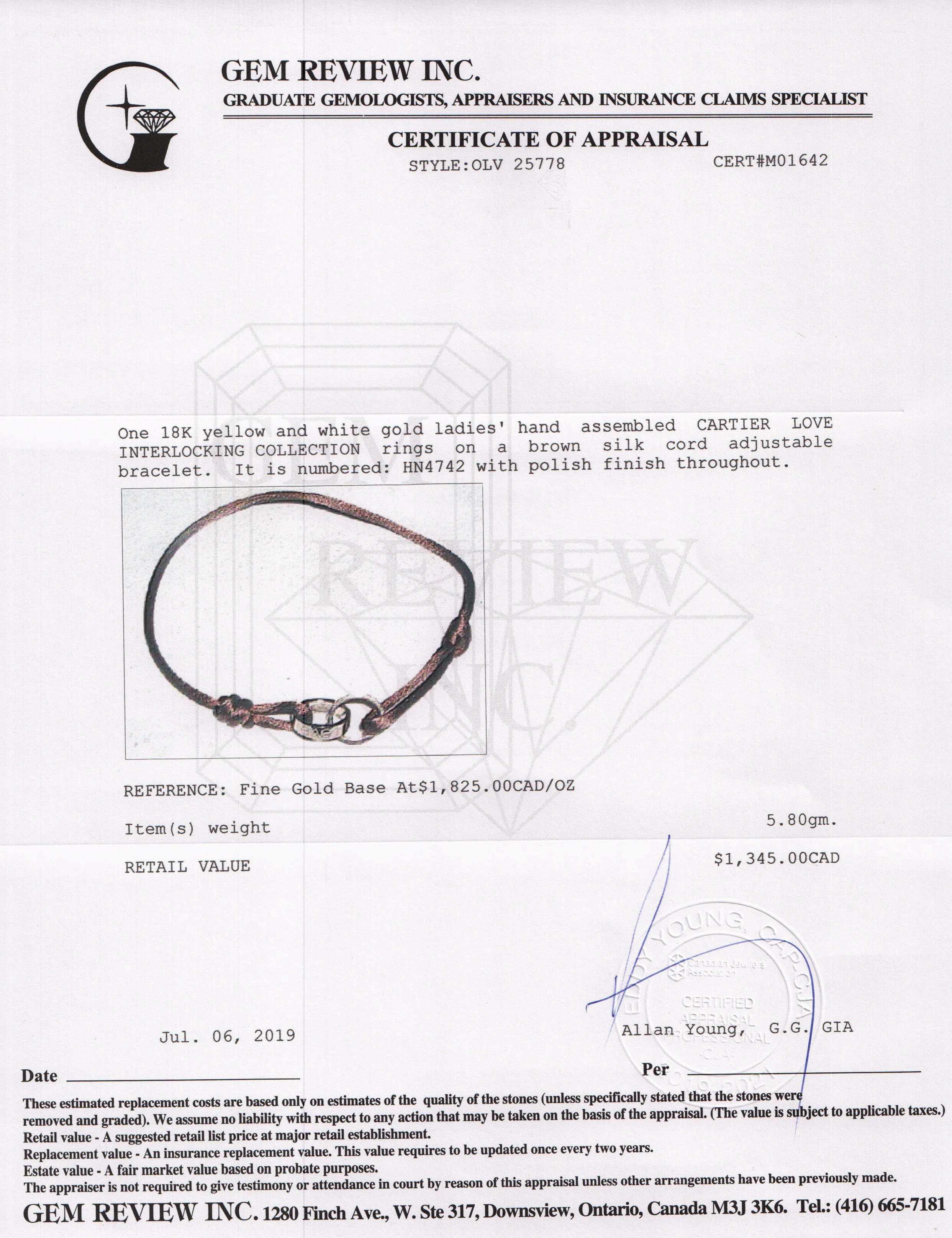 Cartier Two-Tone Interlocking Love Cord Bracelet