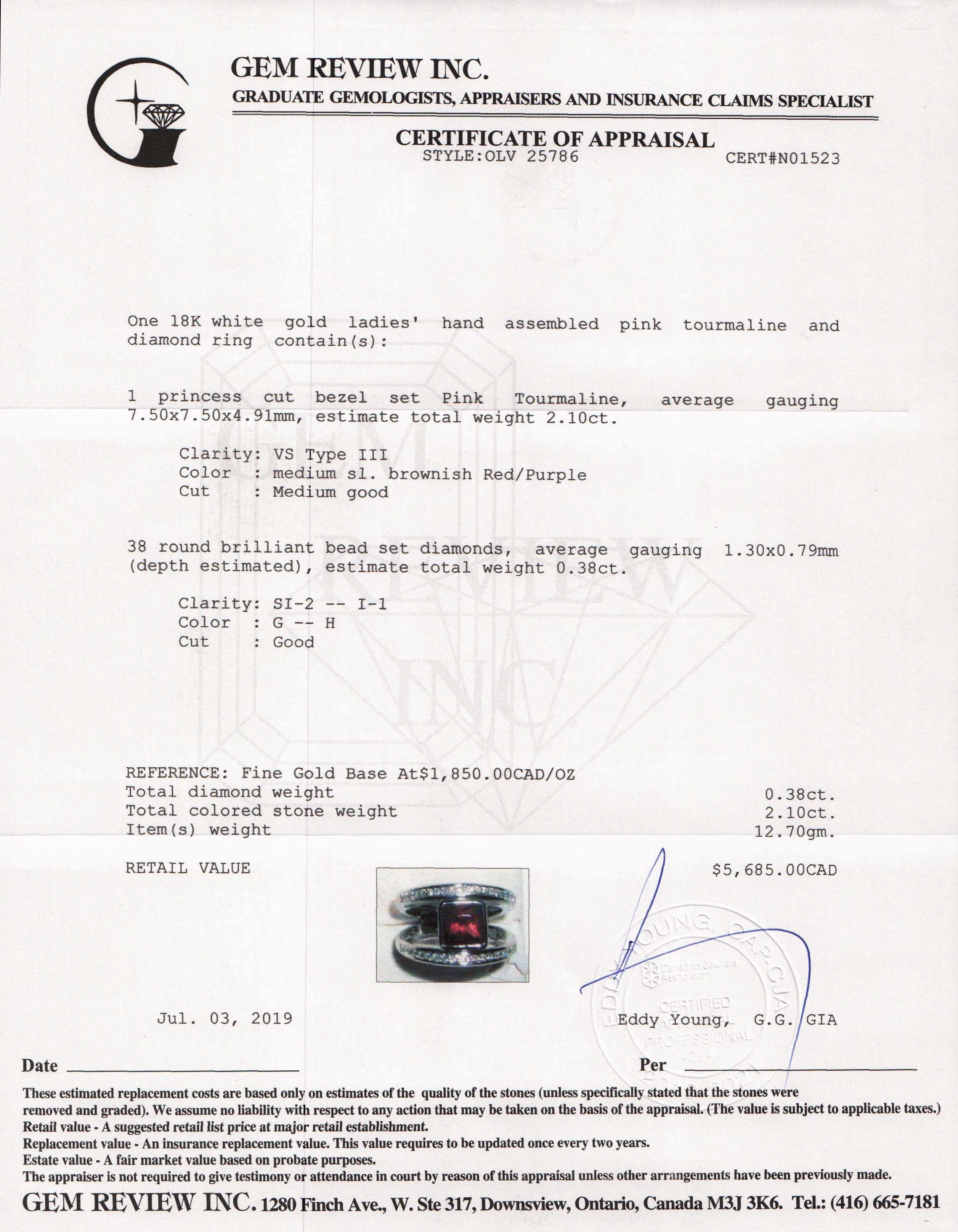 Pink Tourmaline & Diamond Ring