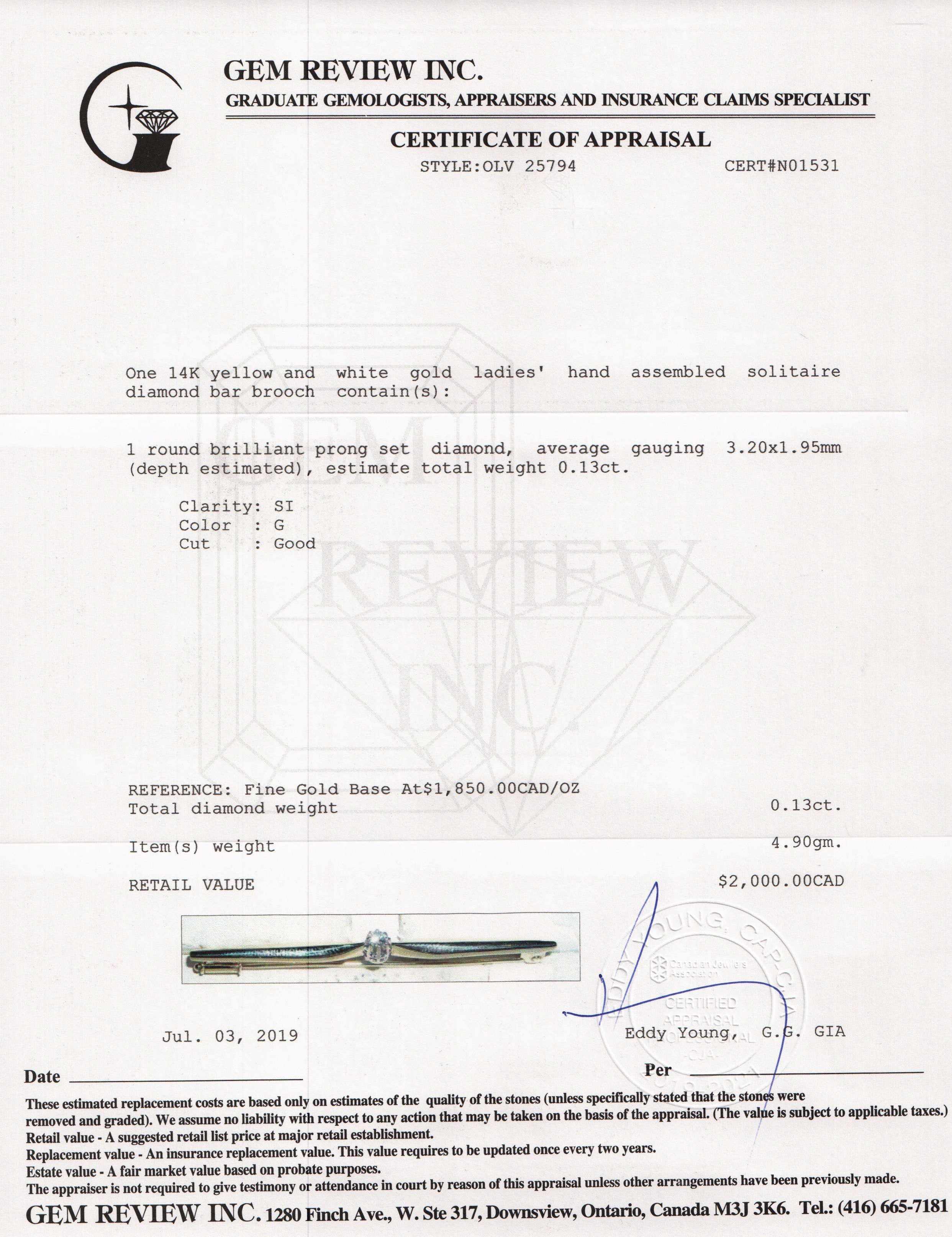 Antique Diamond Bar Brooch