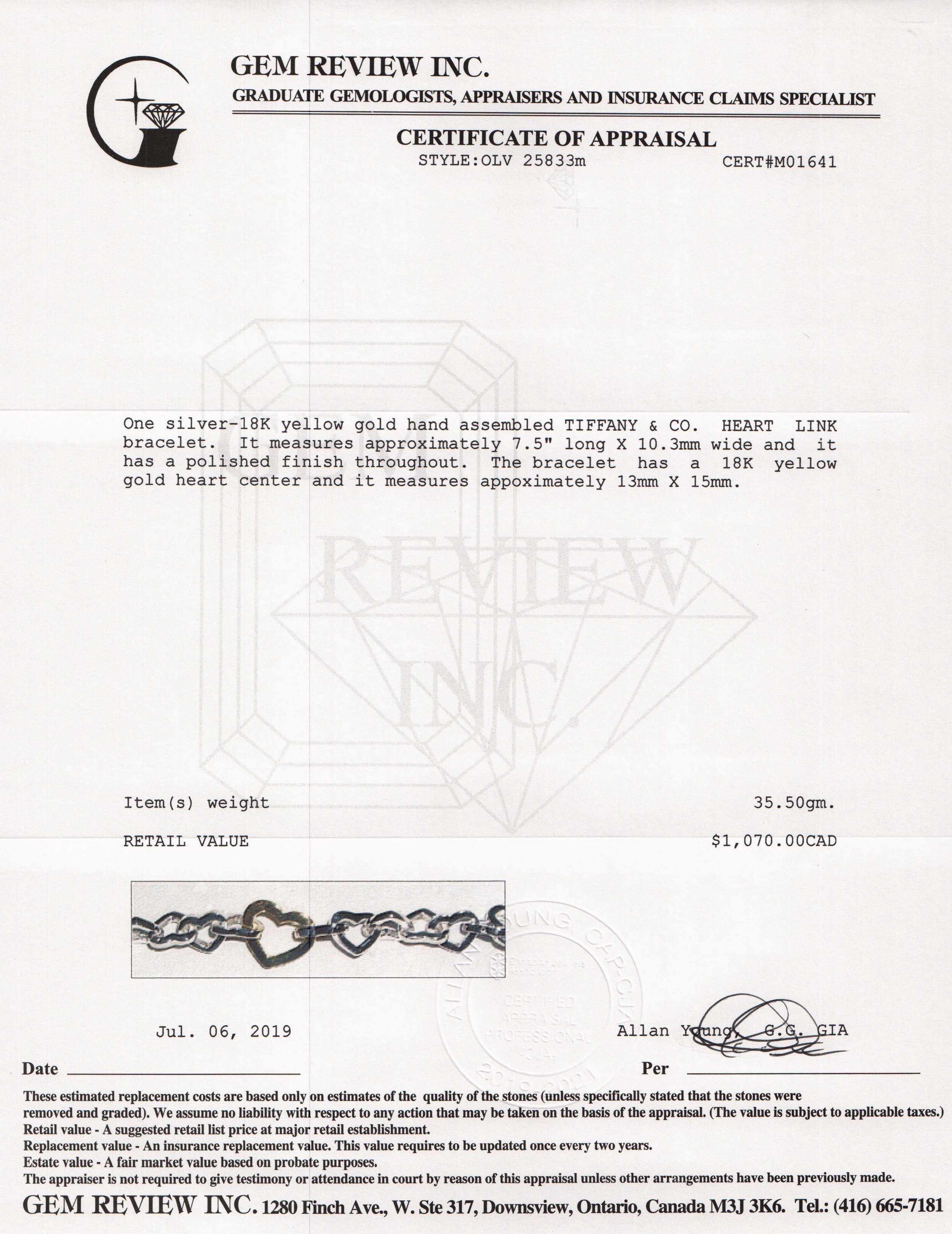 Tiffany & Co. Two-Tone Heart Link Bracelet