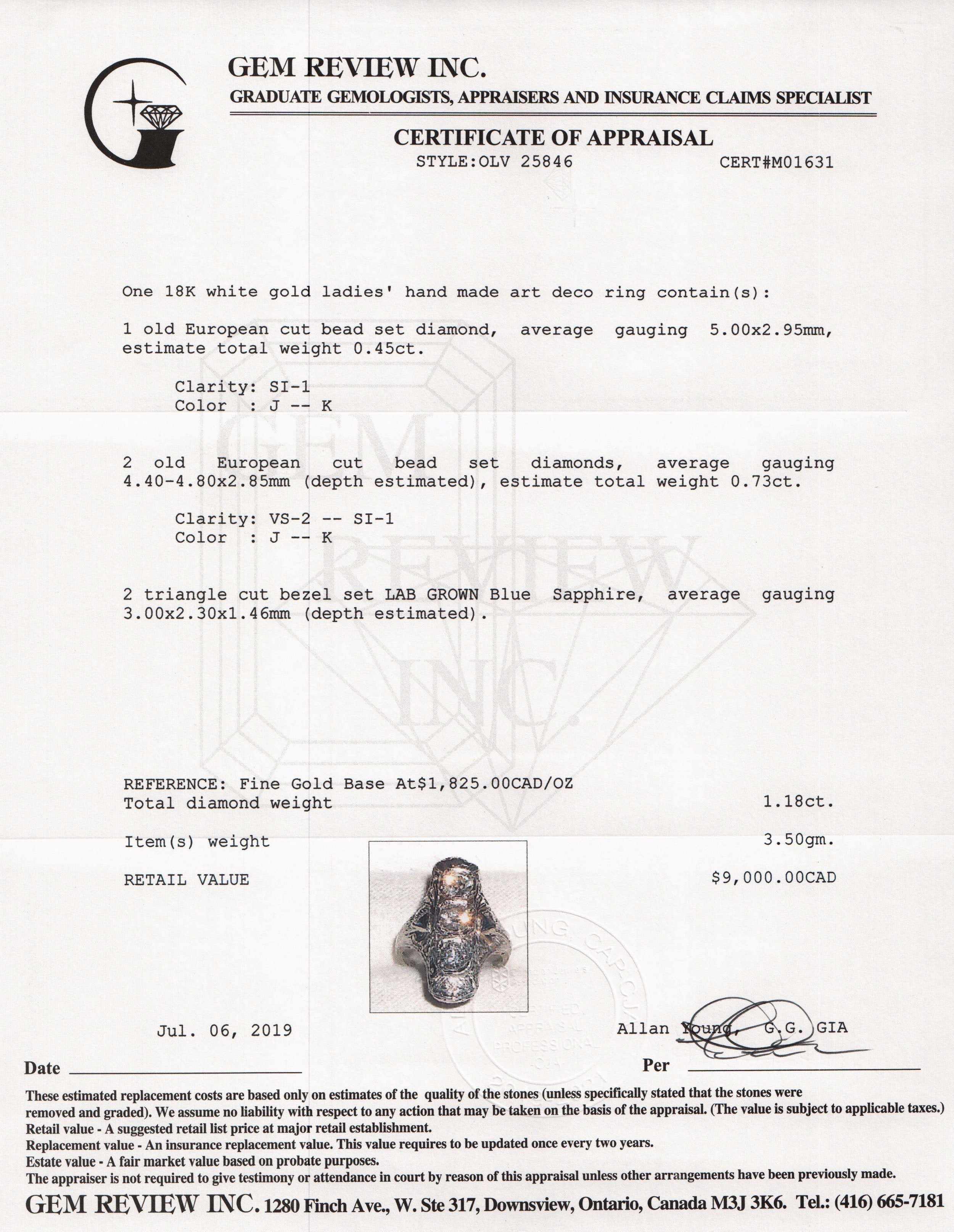 Antique Art Deco Three Stone Diamond Ring