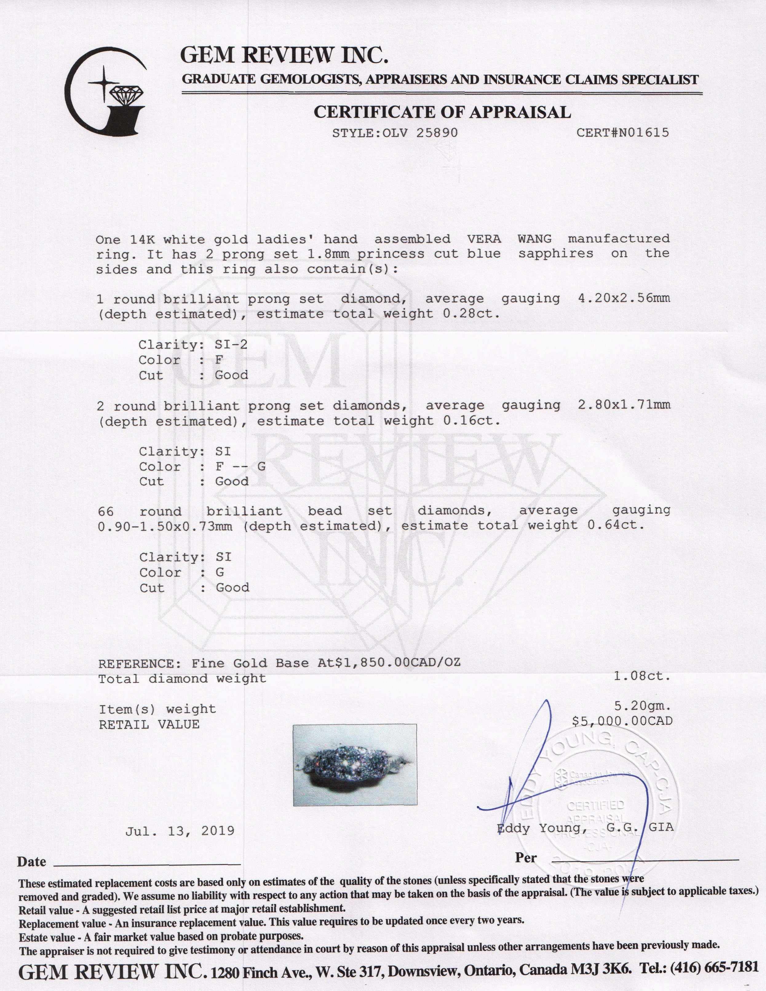 Vera Wang Diamond Engagement Ring