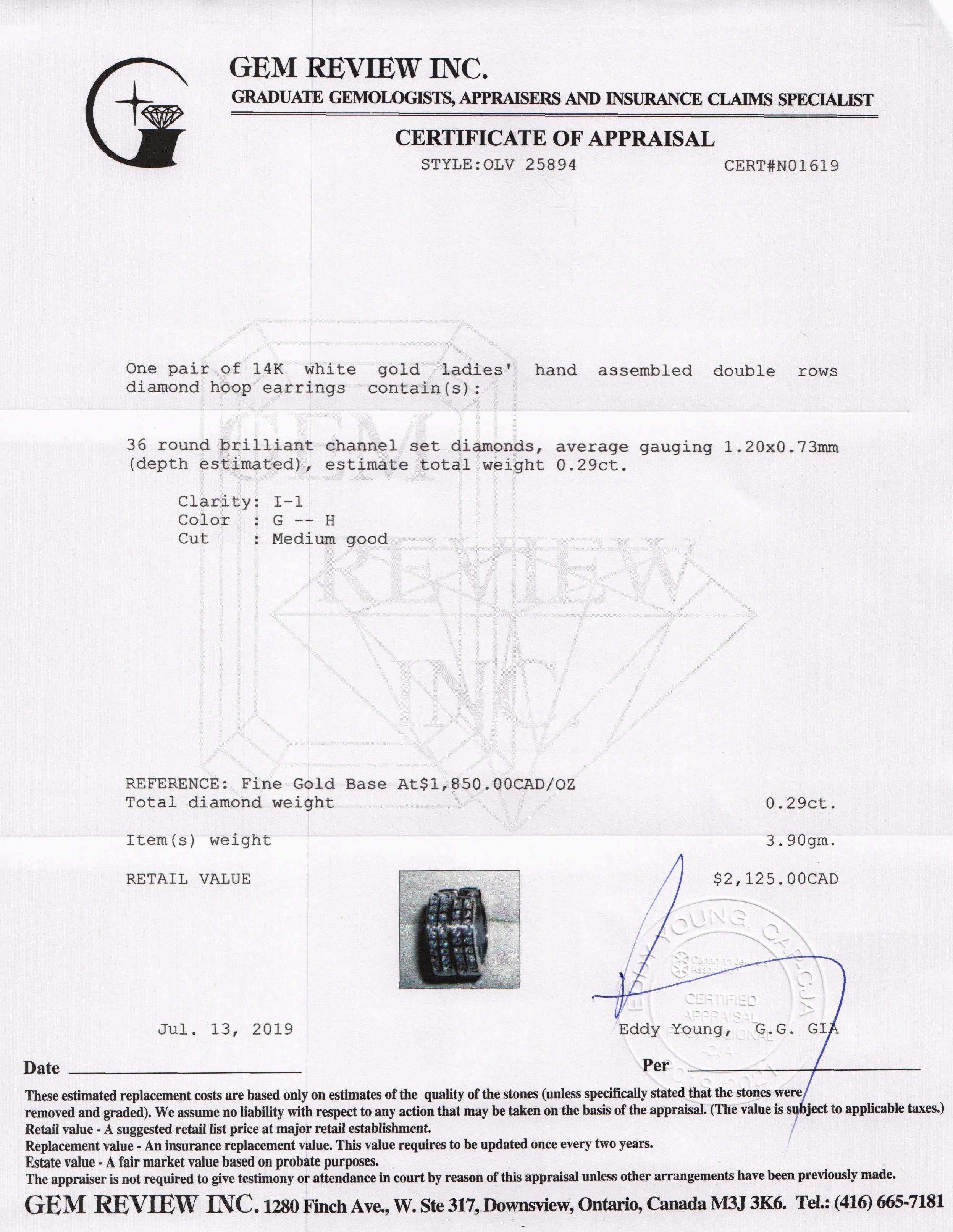 Two-Row Diamond Hoop Earrings