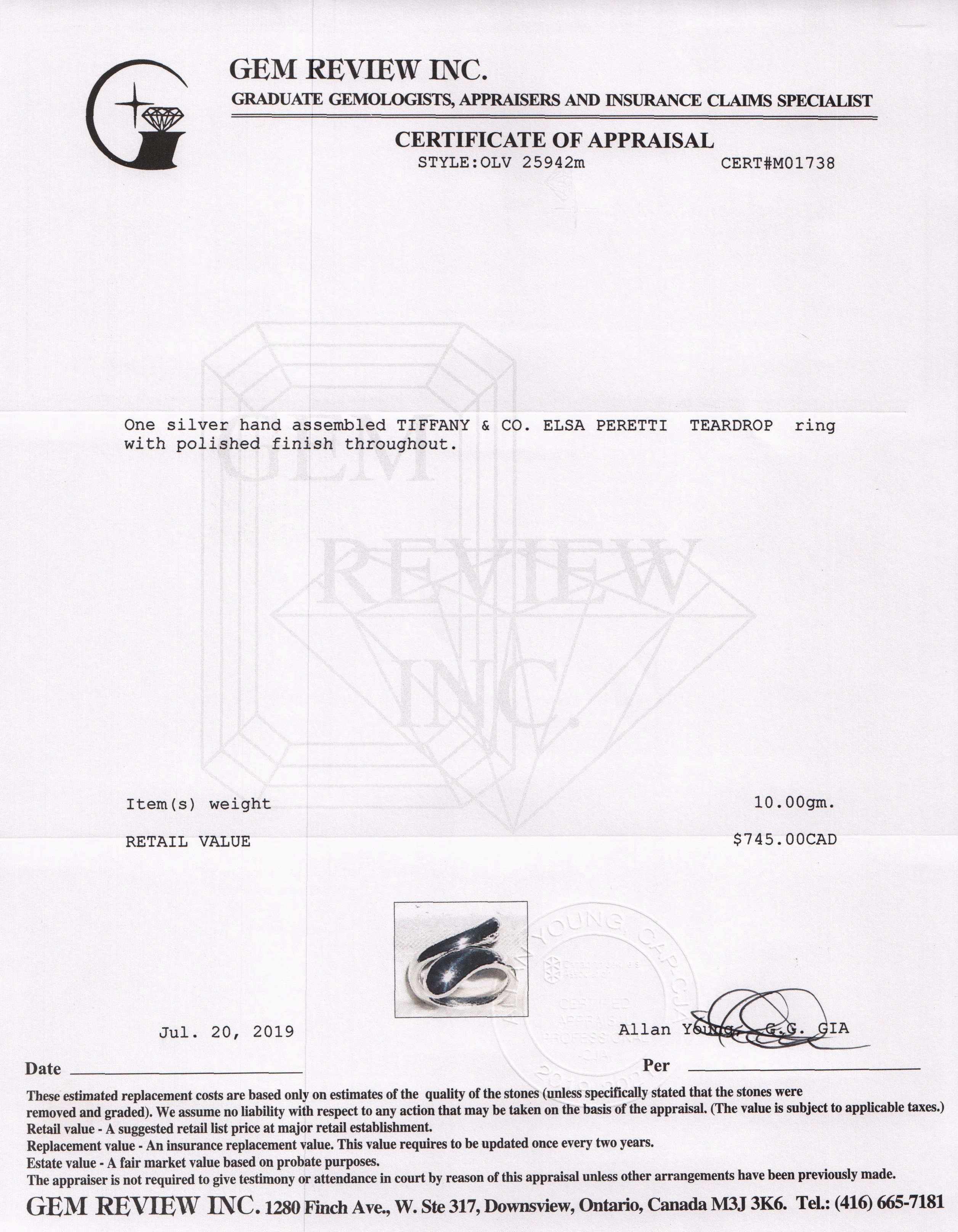 Tiffany & Co. Elsa Peretti Teardrop Ring