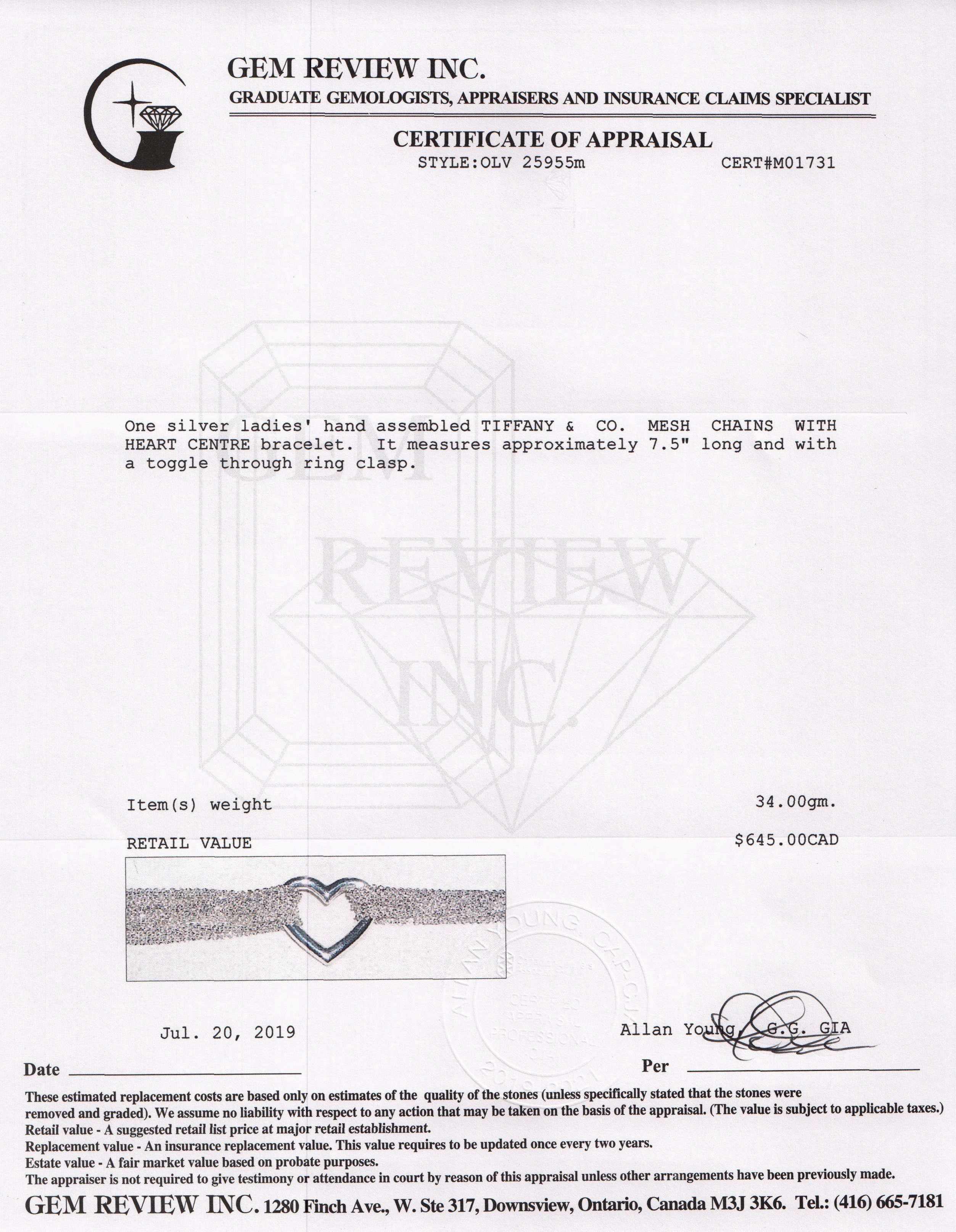 Tiffany & Co. Mesh Heart Bracelet