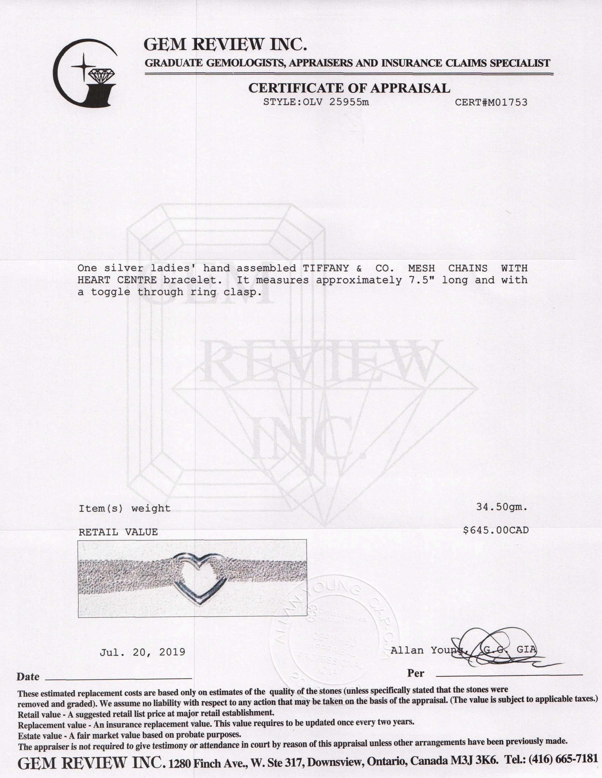 Tiffany & Co. Mesh Heart Bracelet
