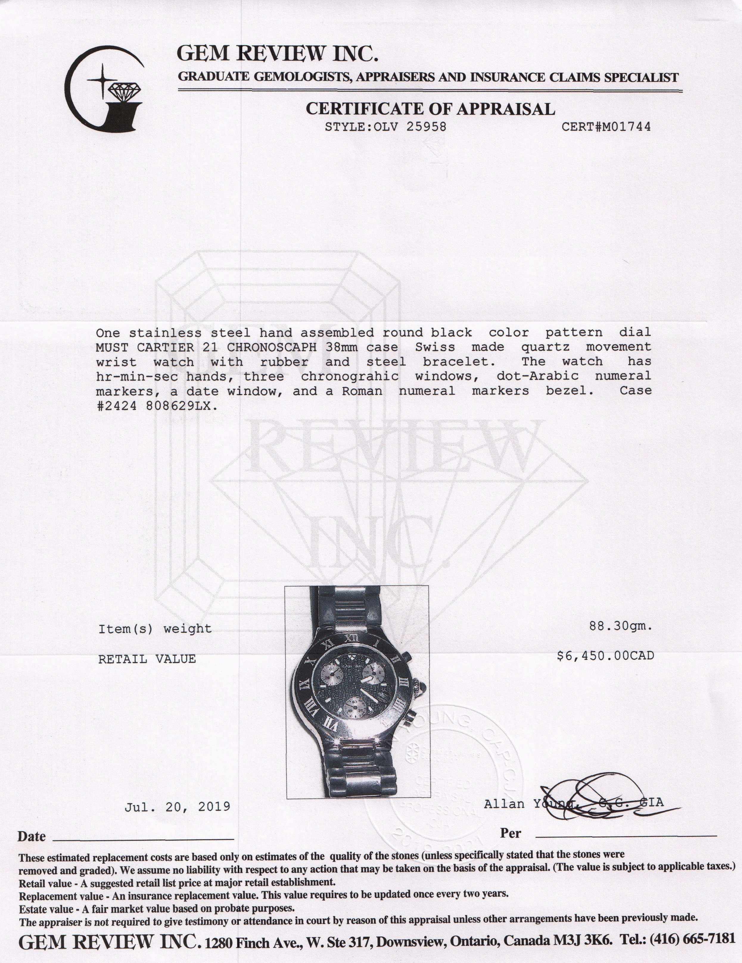 Cartier 21 Must Chronoscaph Watch