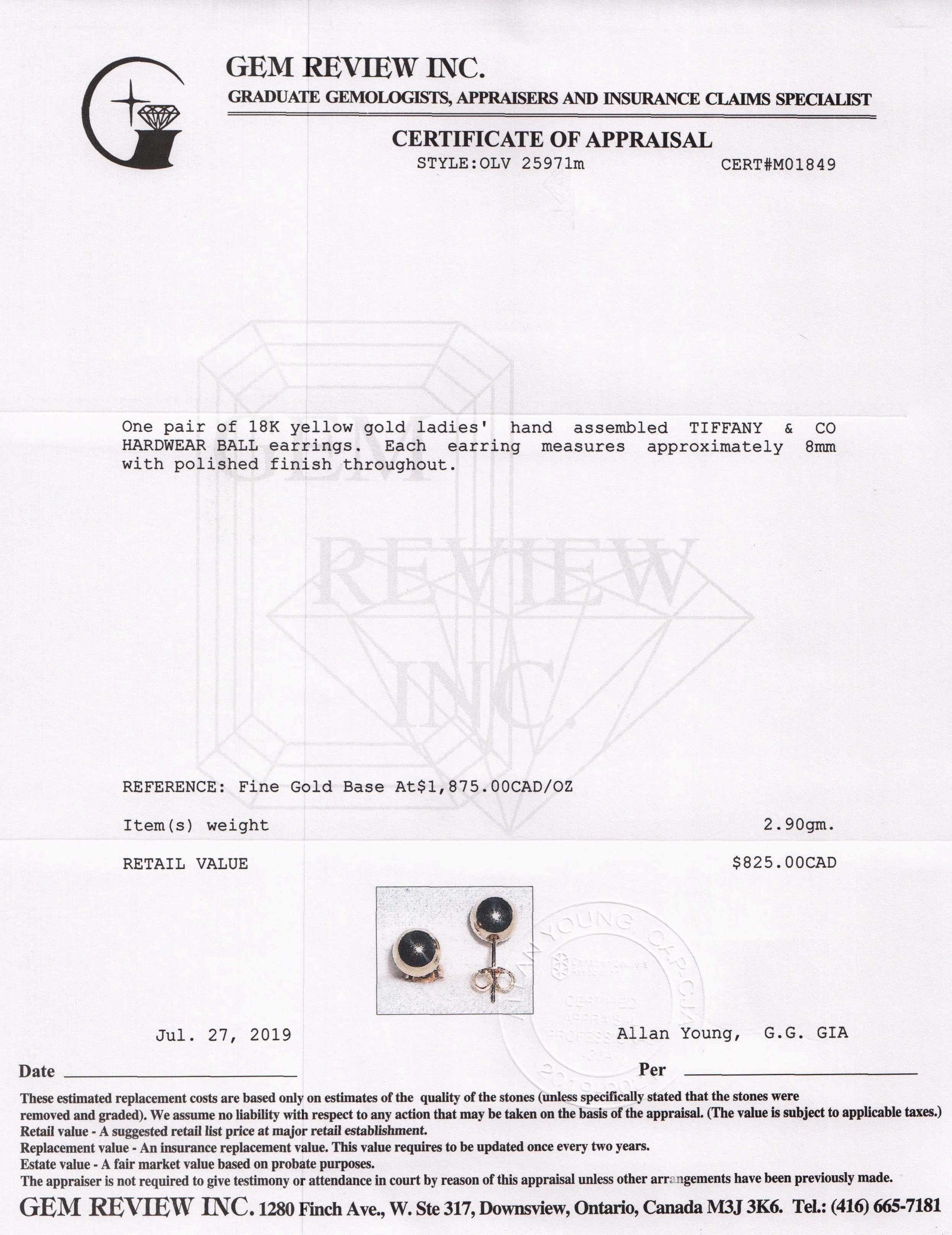 Tiffany & Co. 18k Gold HardWear Ball Earrings