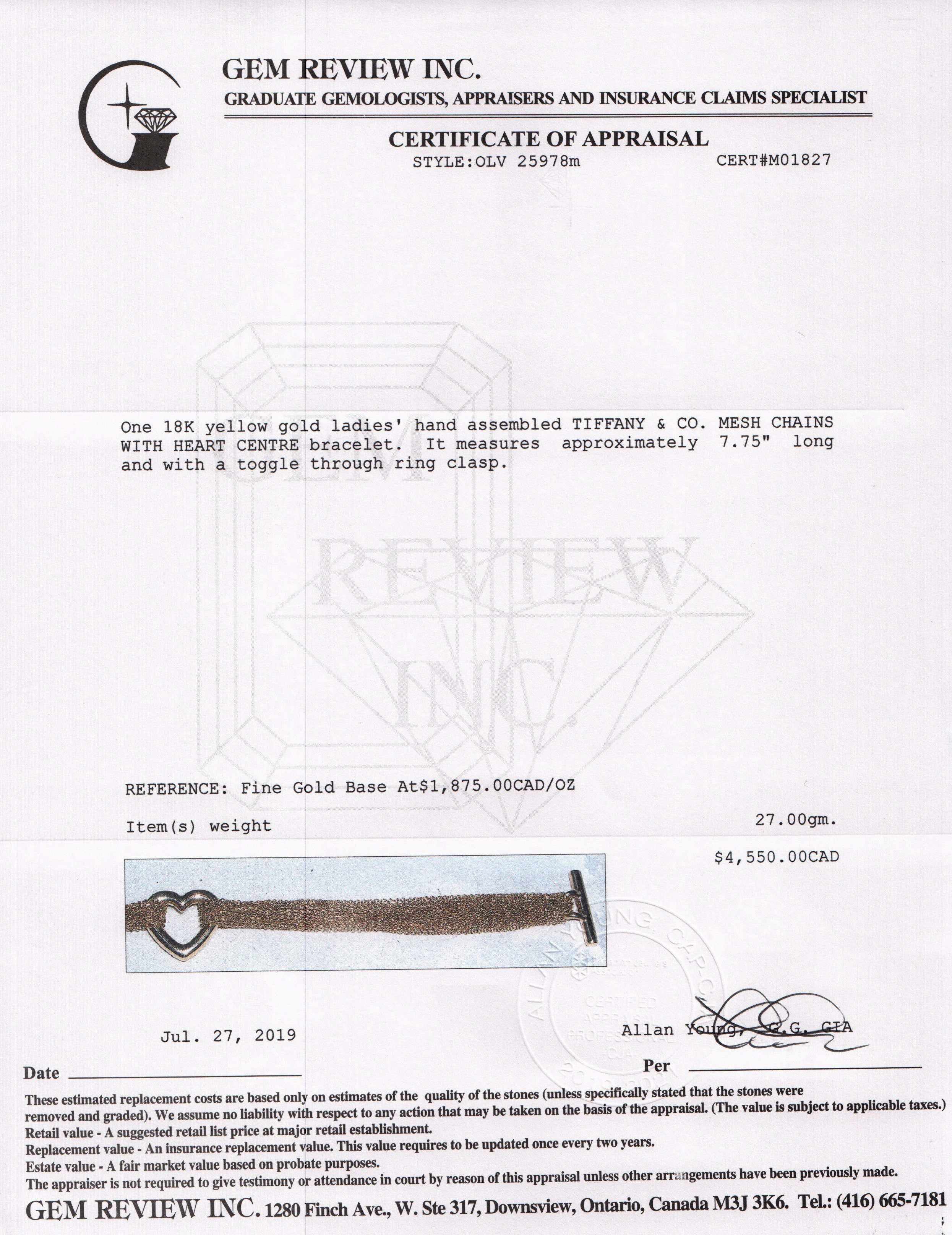 Tiffany & Co. 18k Gold Mesh Heart Bracelet