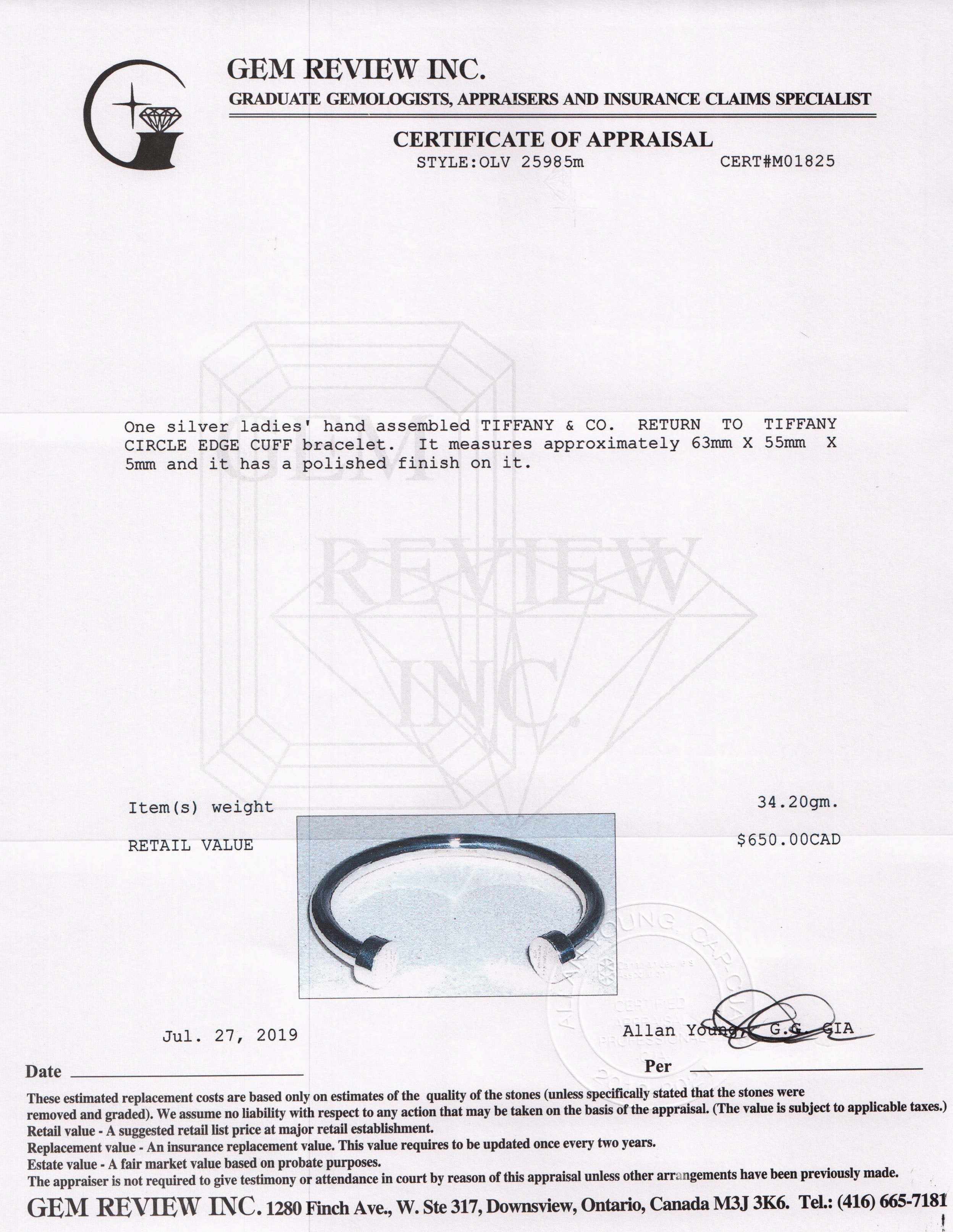 Tiffany & Co. Return to Tiffany Circle Edge Cuff