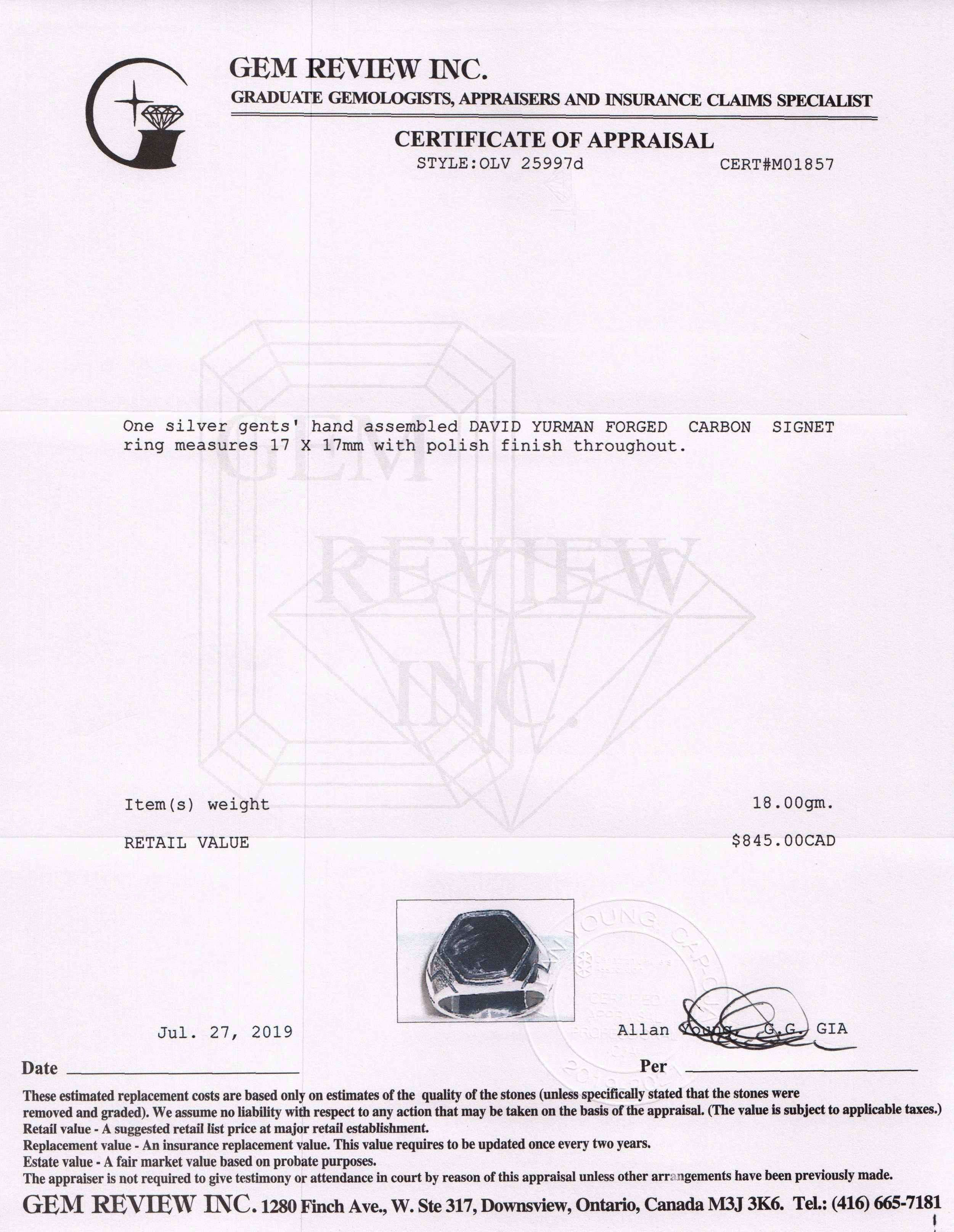 David Yurman Forged Carbon Signet Ring