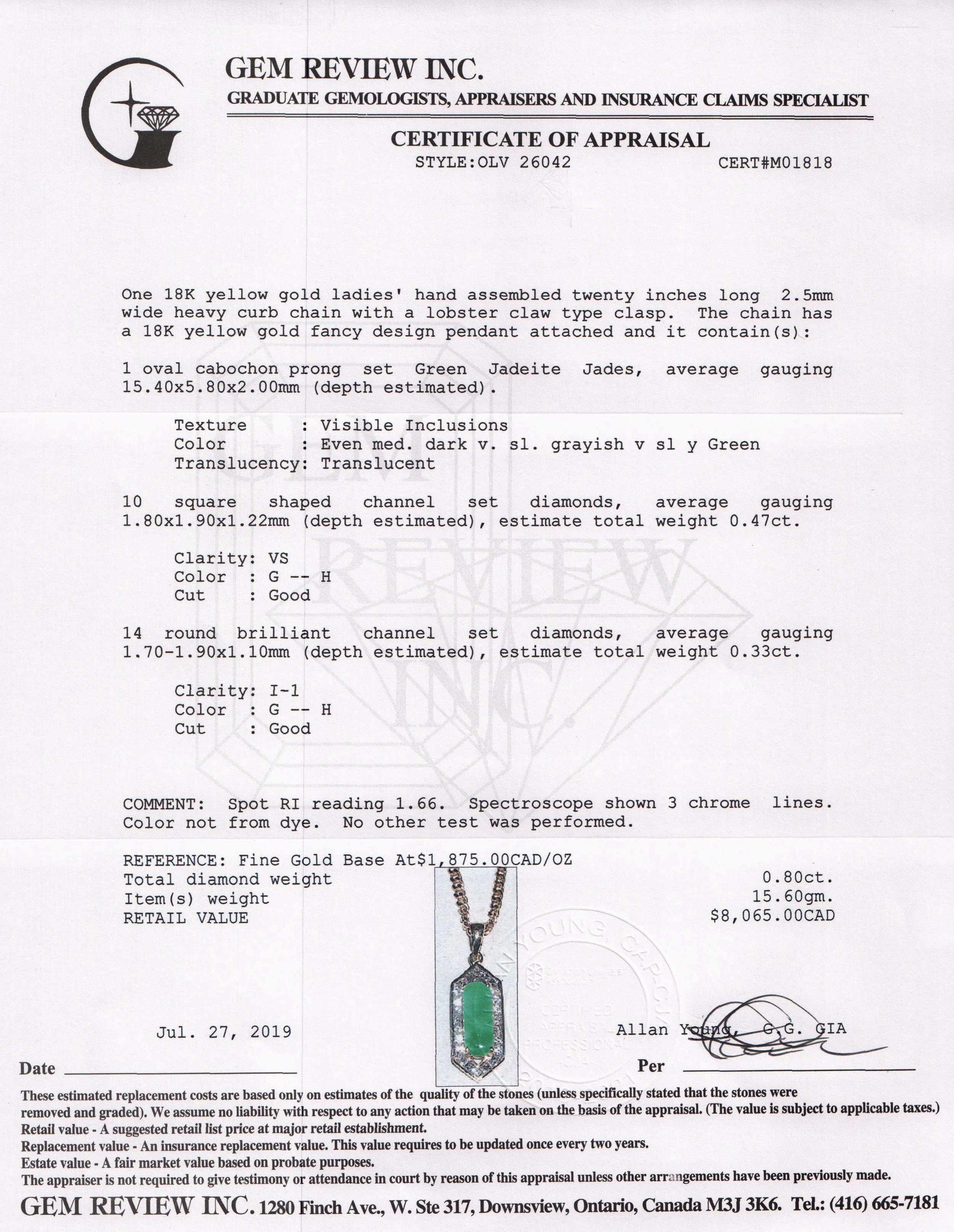 Jade & Diamond Pendant Necklace