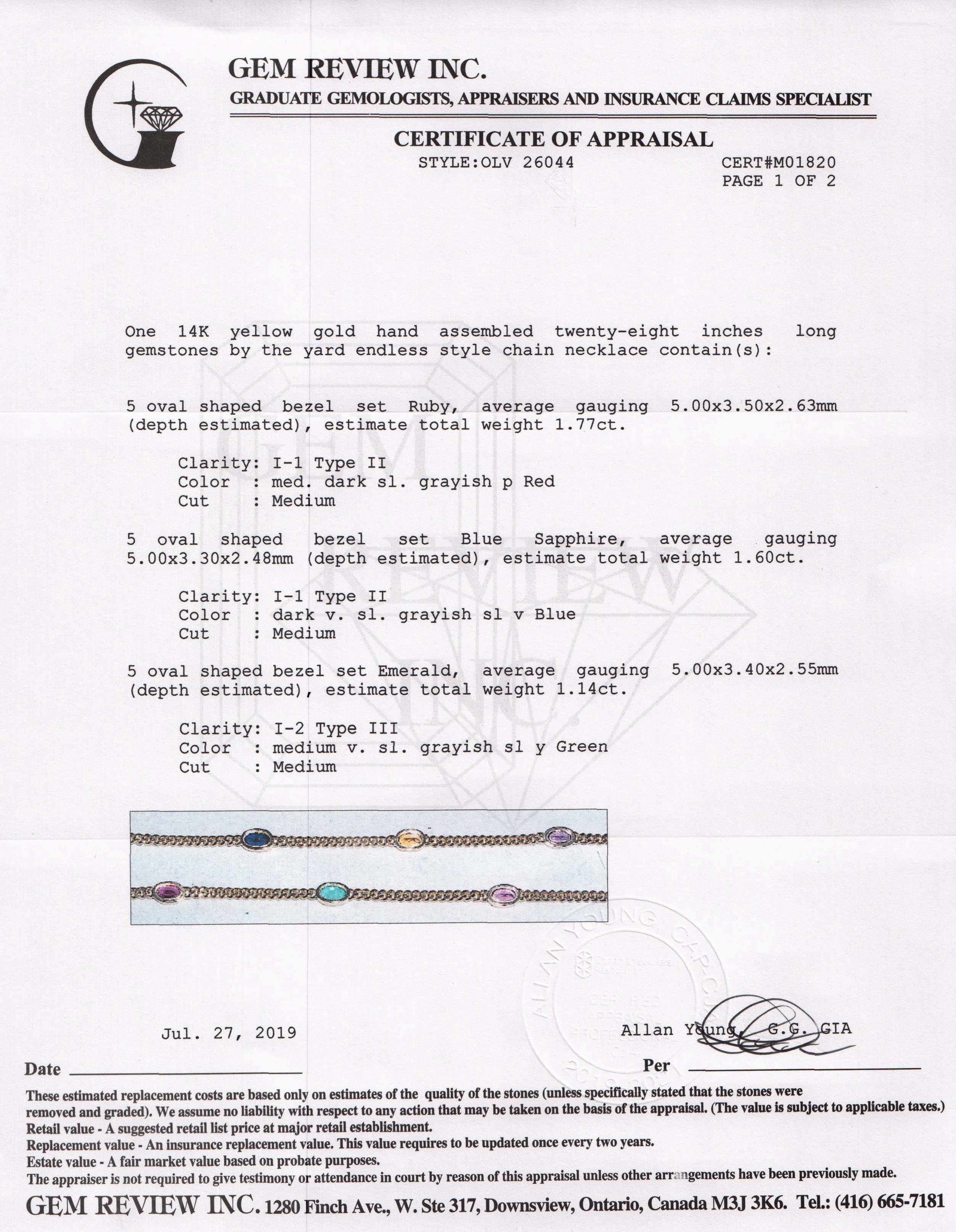 Coloured Stone Link Necklace