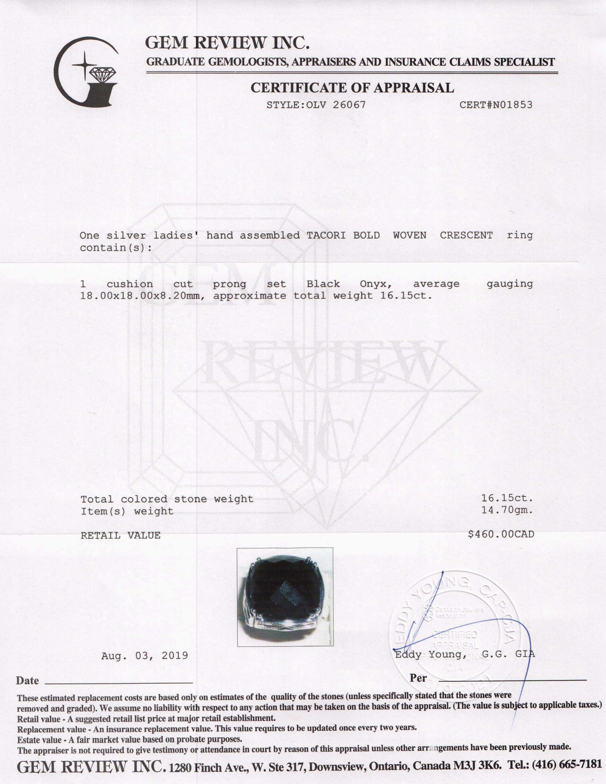 Tacori Bold Woven Crescent Ring with Black Onyx