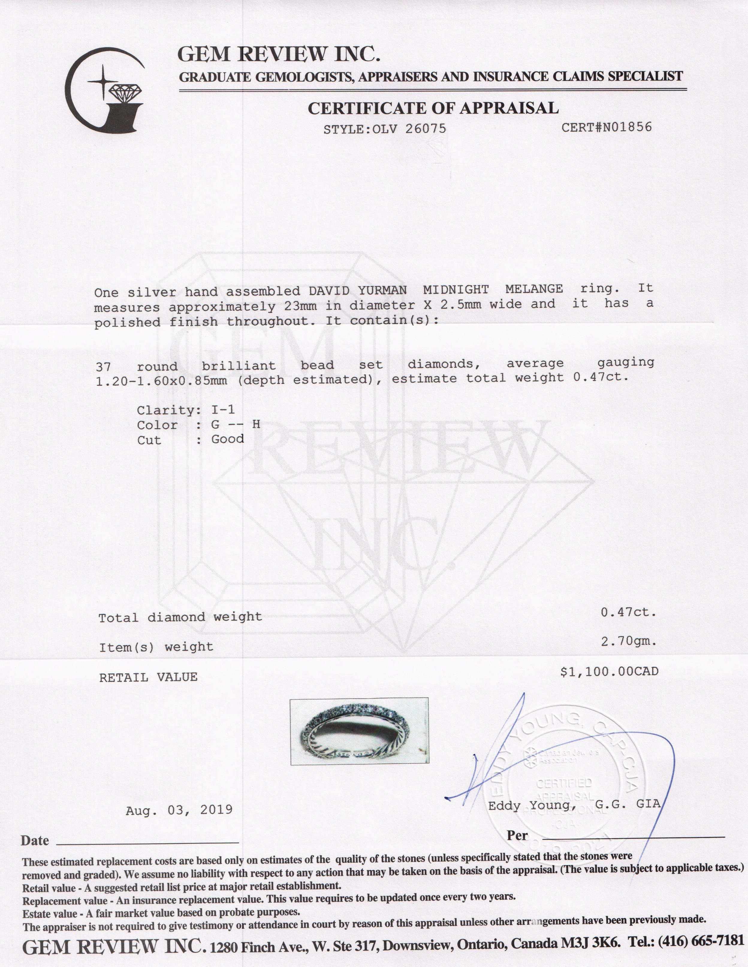 David Yurman Diamond Midnight Melange Band Ring
