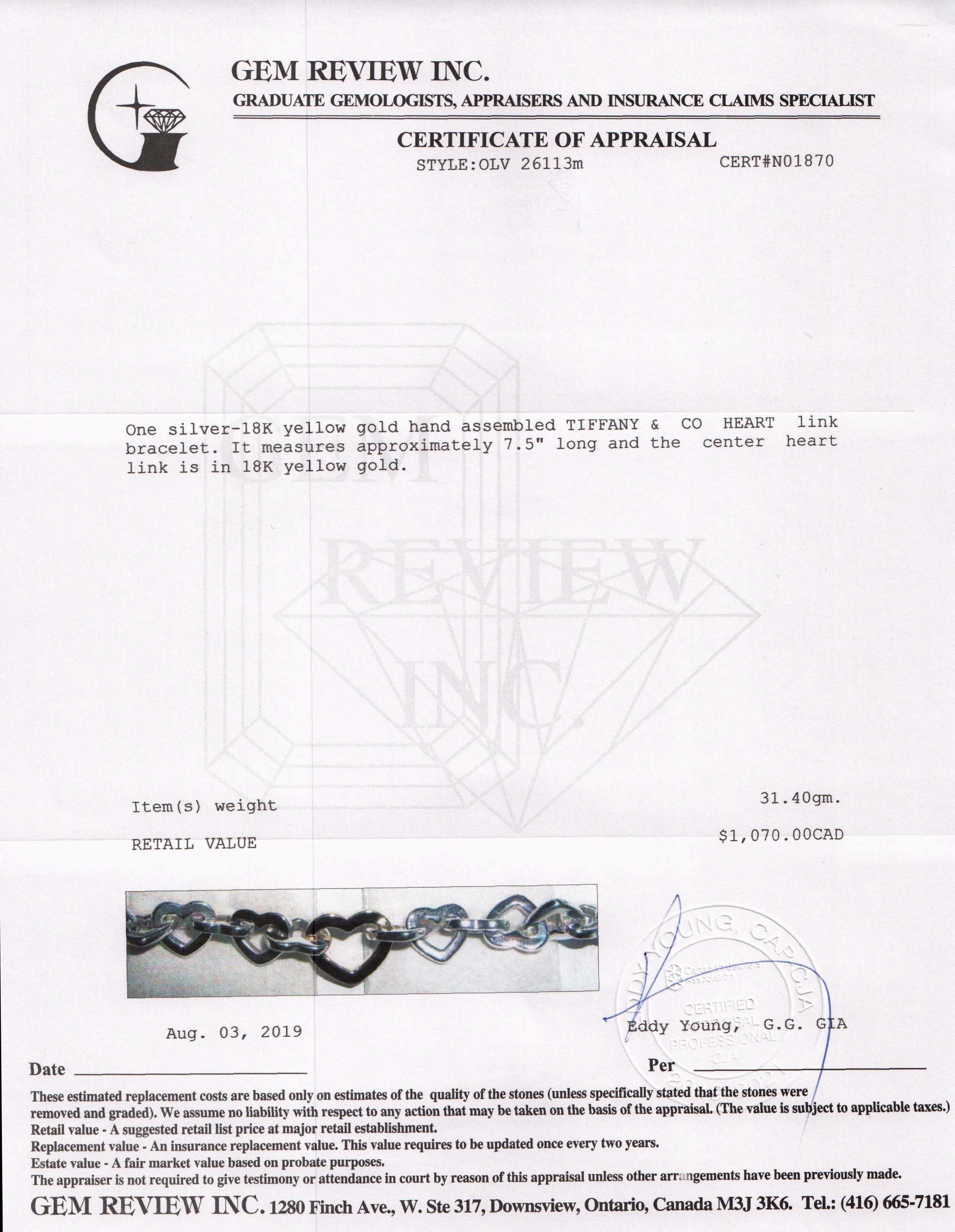 Tiffany & Co. Two-Tone Heart Link Bracelet