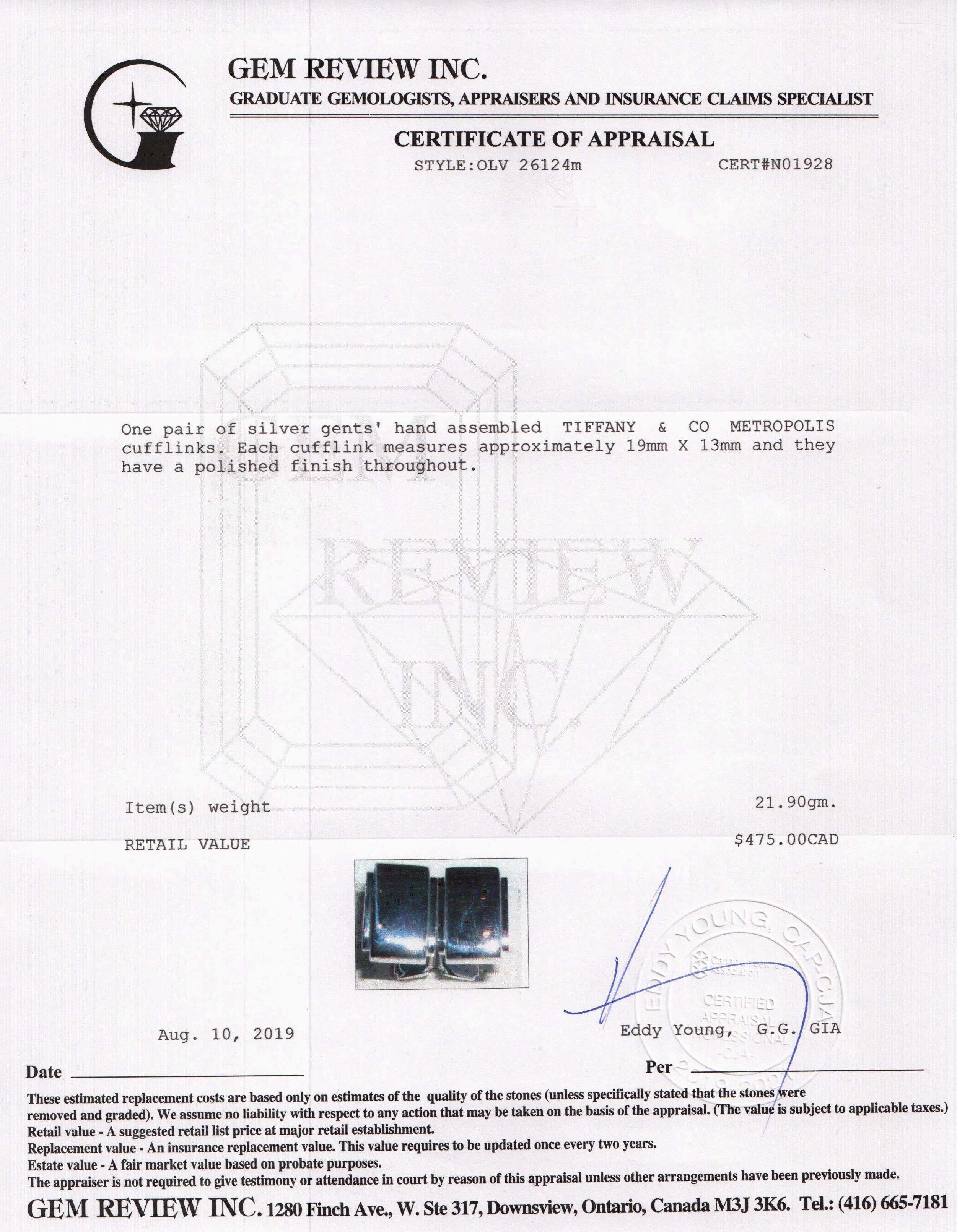 Tiffany & Co. Metropolis Cufflinks