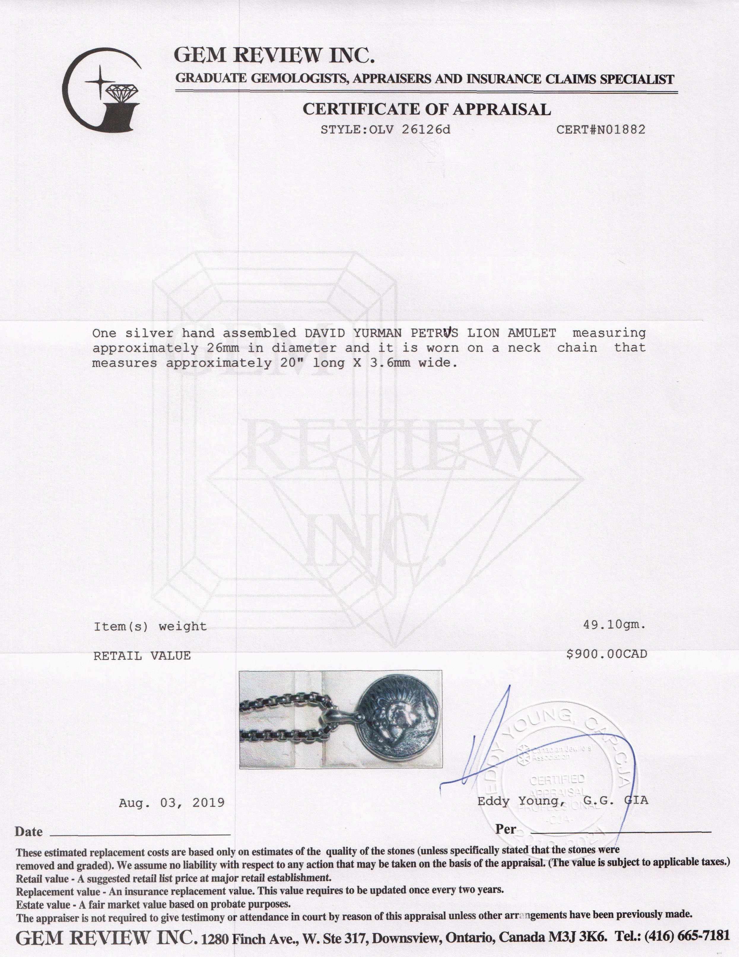 David Yurman Petrvs Lion Amulet Pendant Necklace