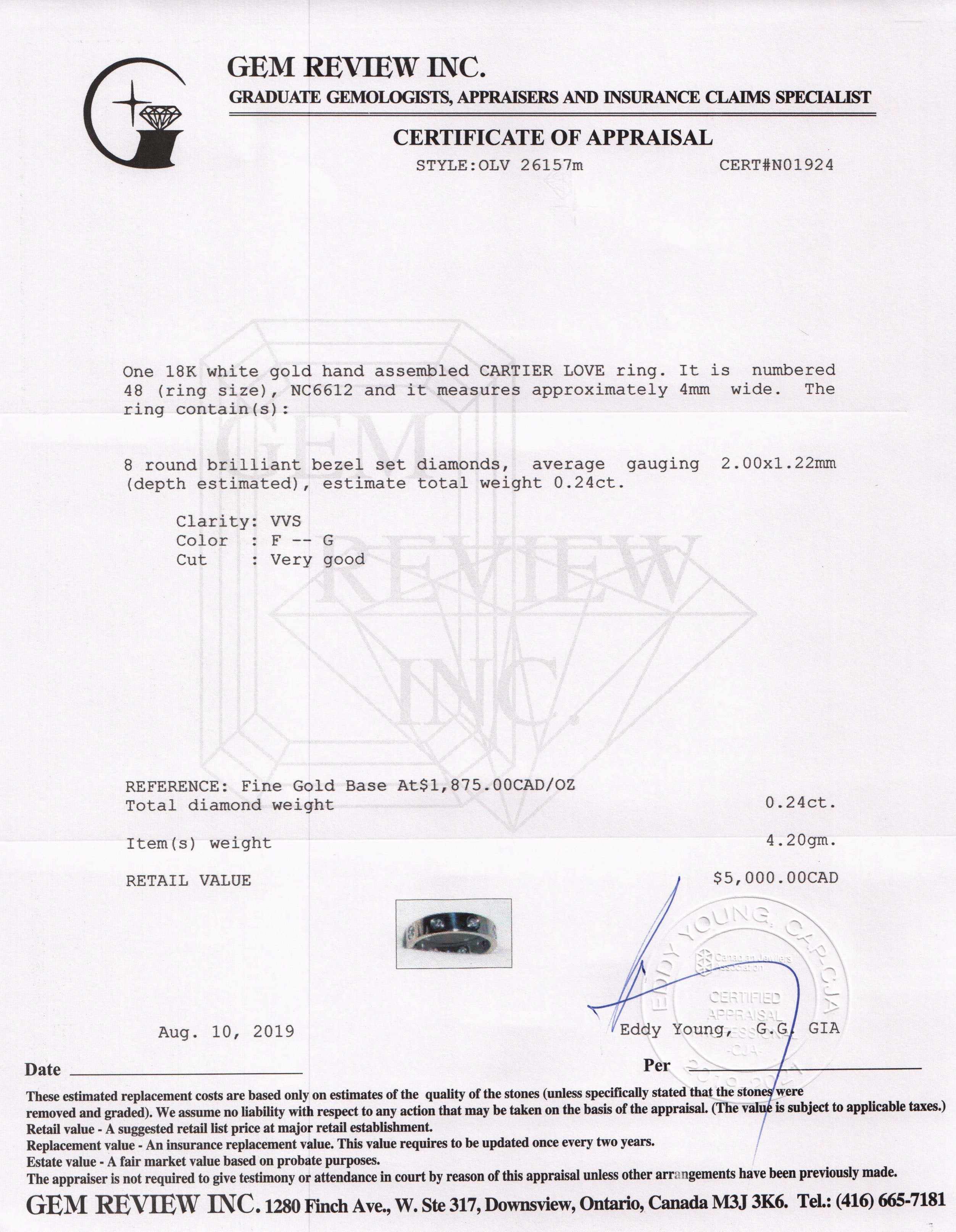 Cartier Love Wedding Band with 8 Diamonds