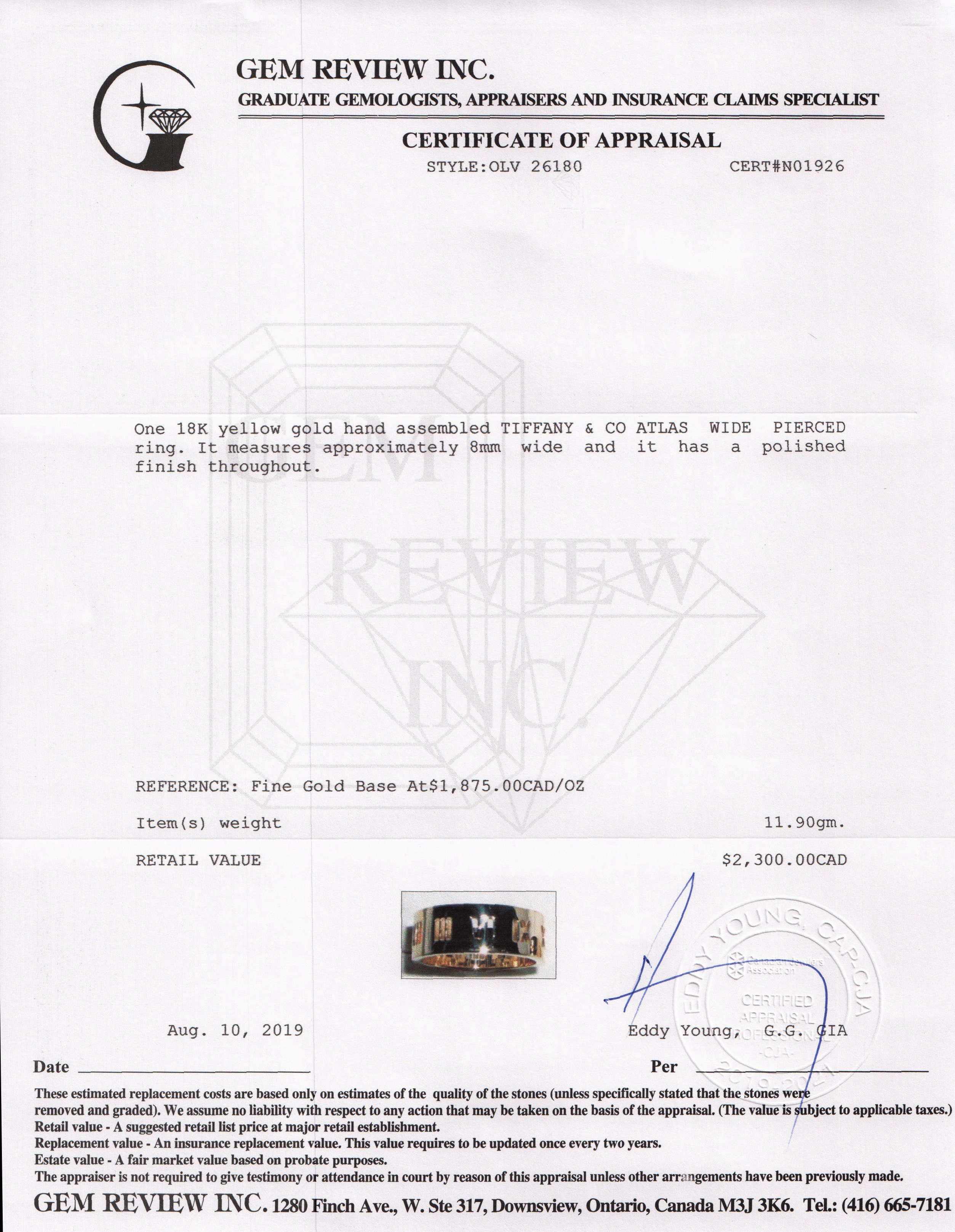 Tiffany & Co. 18k Gold Wide Atlas Pierced Ring