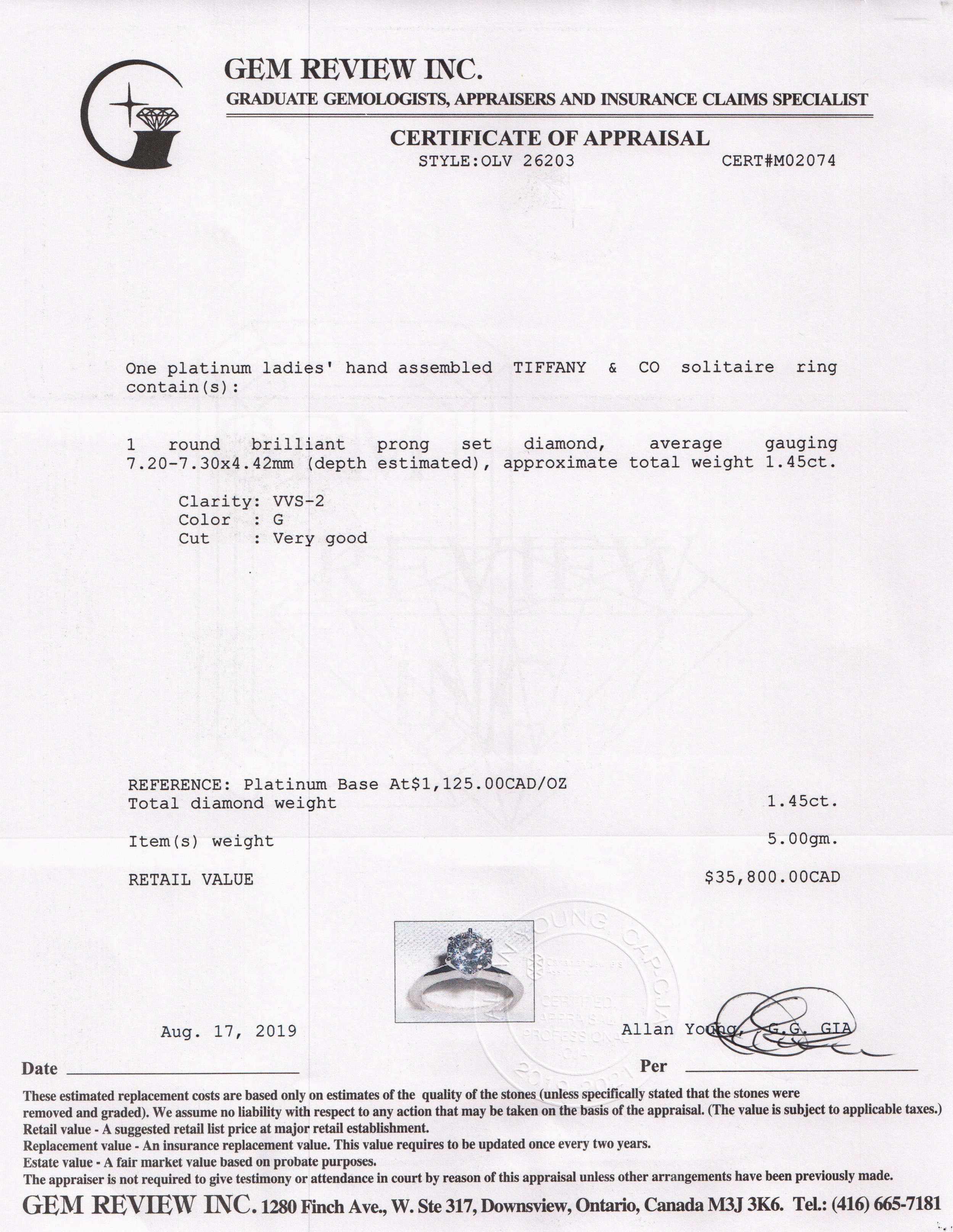 Tiffany & Co. Solitaire Diamond Engagement Ring